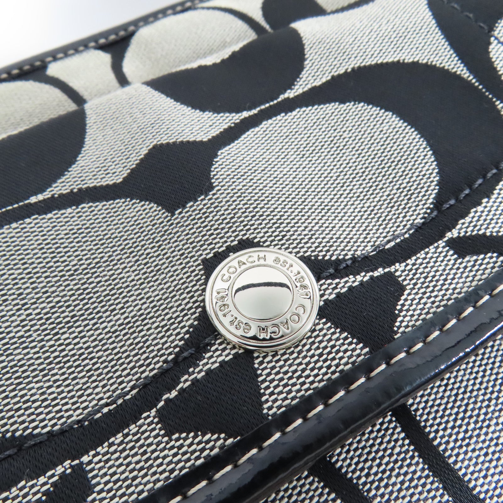 COACH 帆布Shoulder Bag銀扣肩背袋