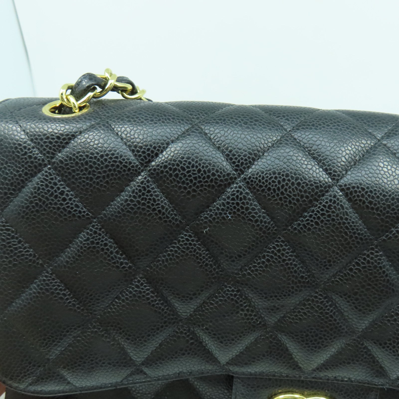 CHANEL 【激減優惠】菱格Caviar皮革Classicr金扣鏈帶肩背袋黑色