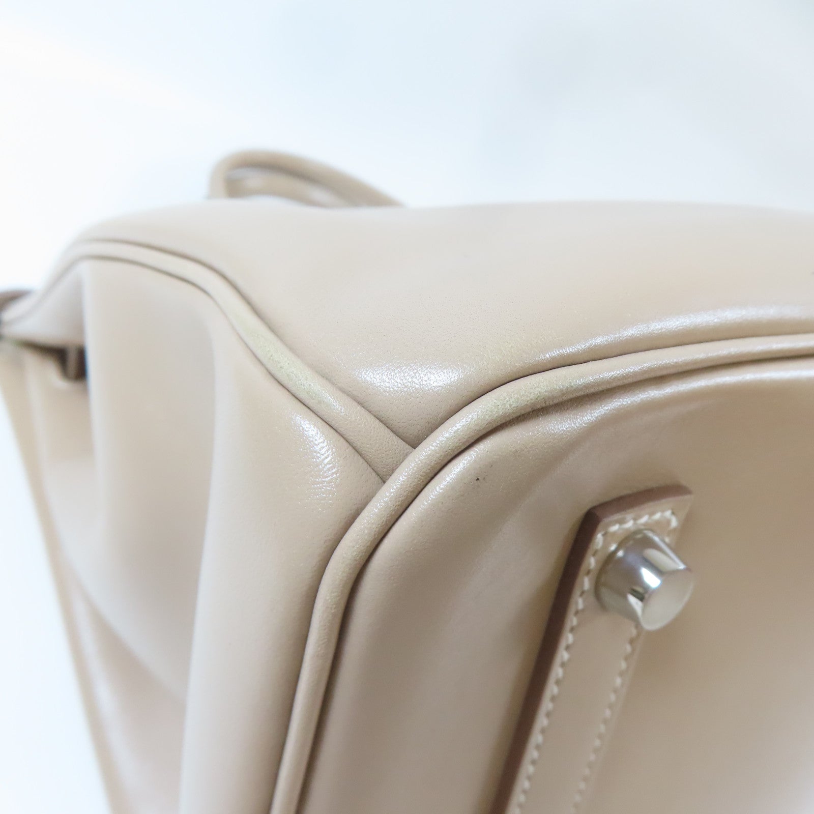 HERMES Swift皮革Birkin 35銀扣手挽袋米色