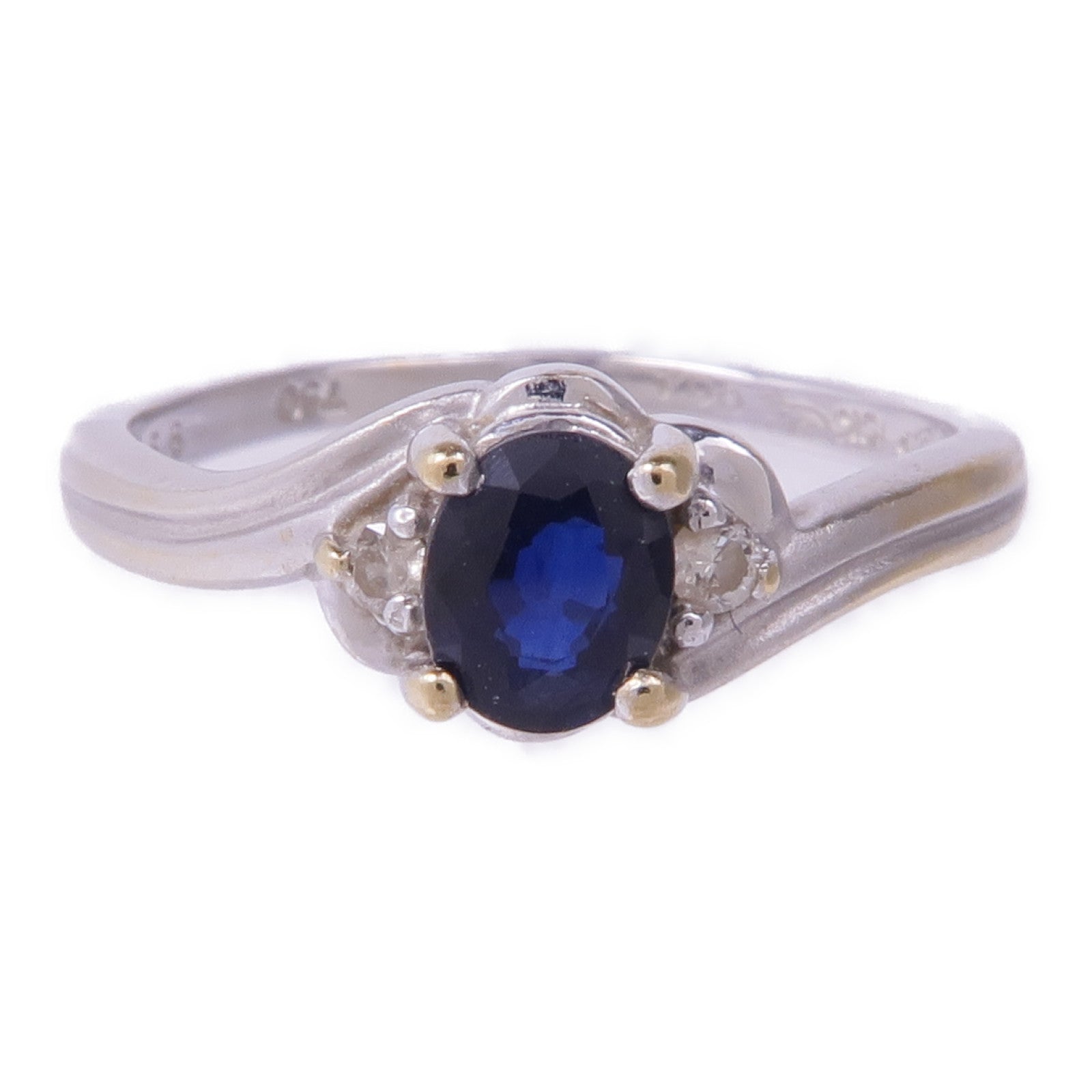 JEWELRY 18K白金Sapphire Diamond Ring藍寶石/鑽石戒指US#6