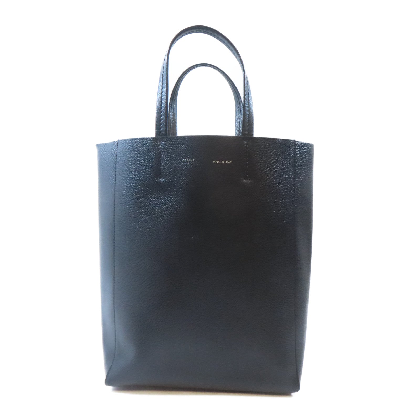 CELINE 牛皮皮革Handbag銀扣手挽袋黑色