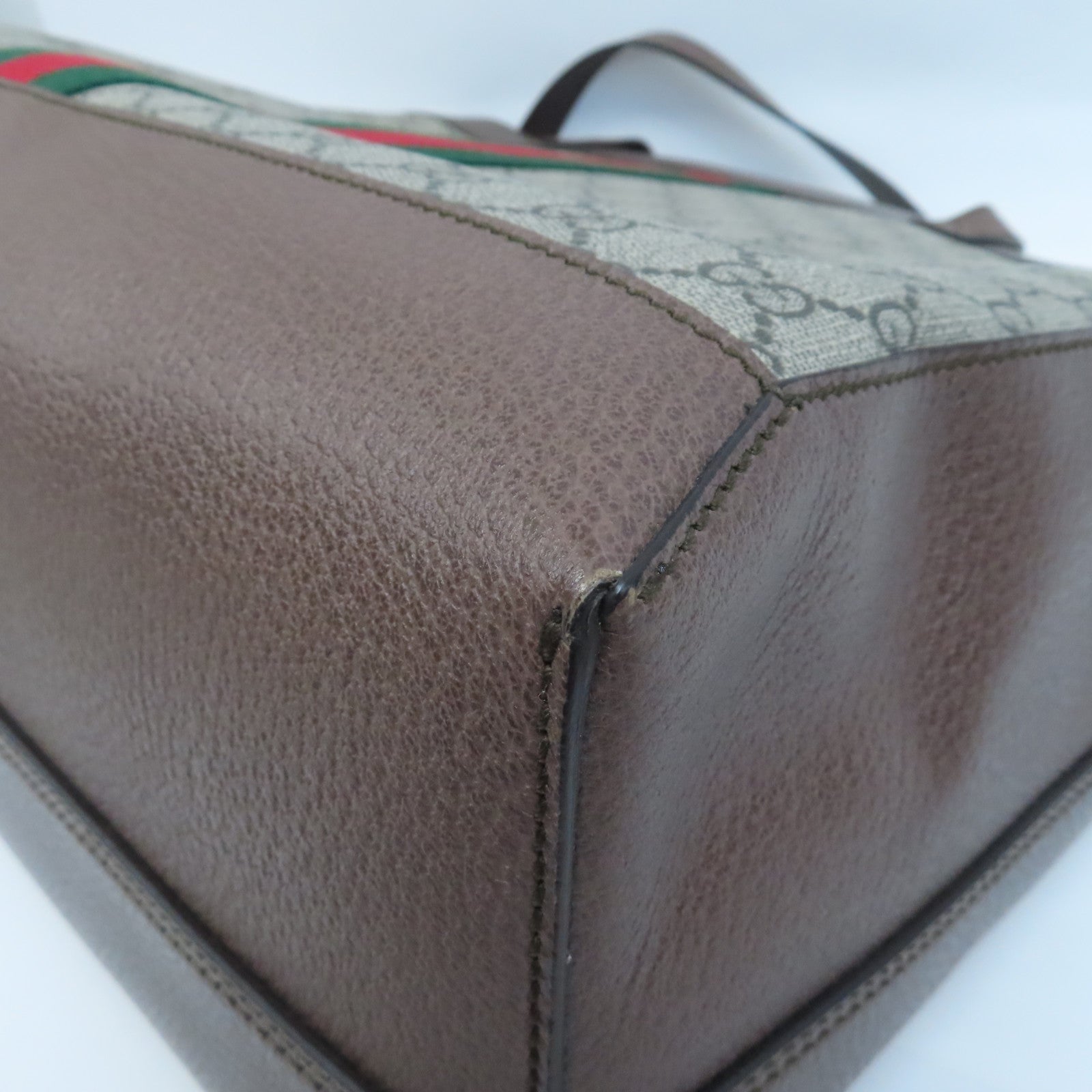 GUCCI 塗層帆布Tote Bag金釦手挽袋啡色