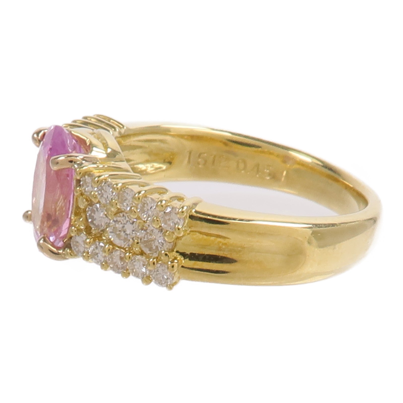 JEWELRY 18K黃金Pink Sapphire Diamond Ring粉紅色藍寶石/鑽石戒指