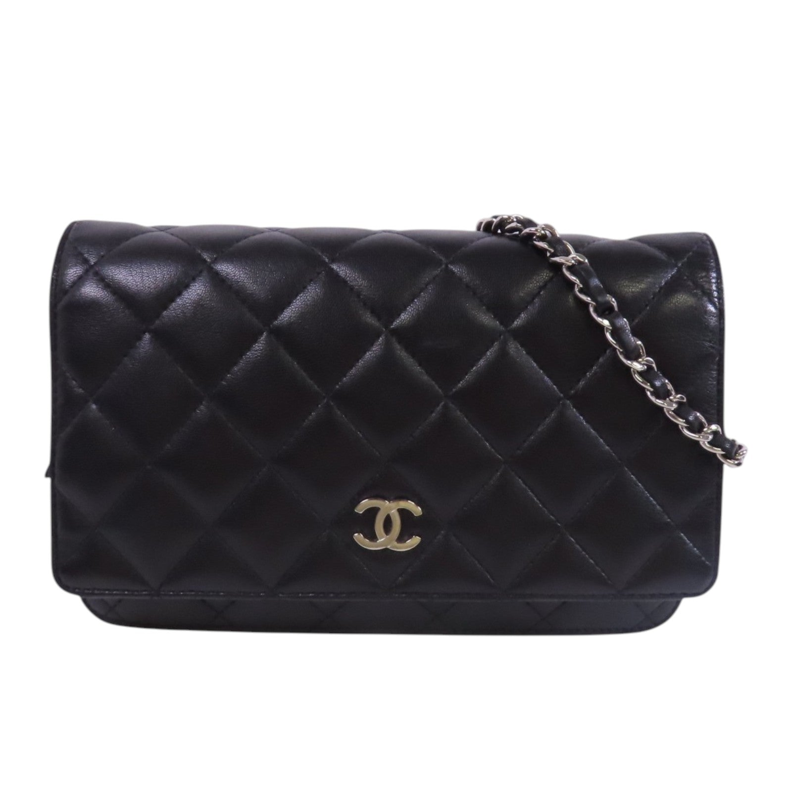 CHANEL 羊皮皮革WOC銀扣鏈帶肩背袋
