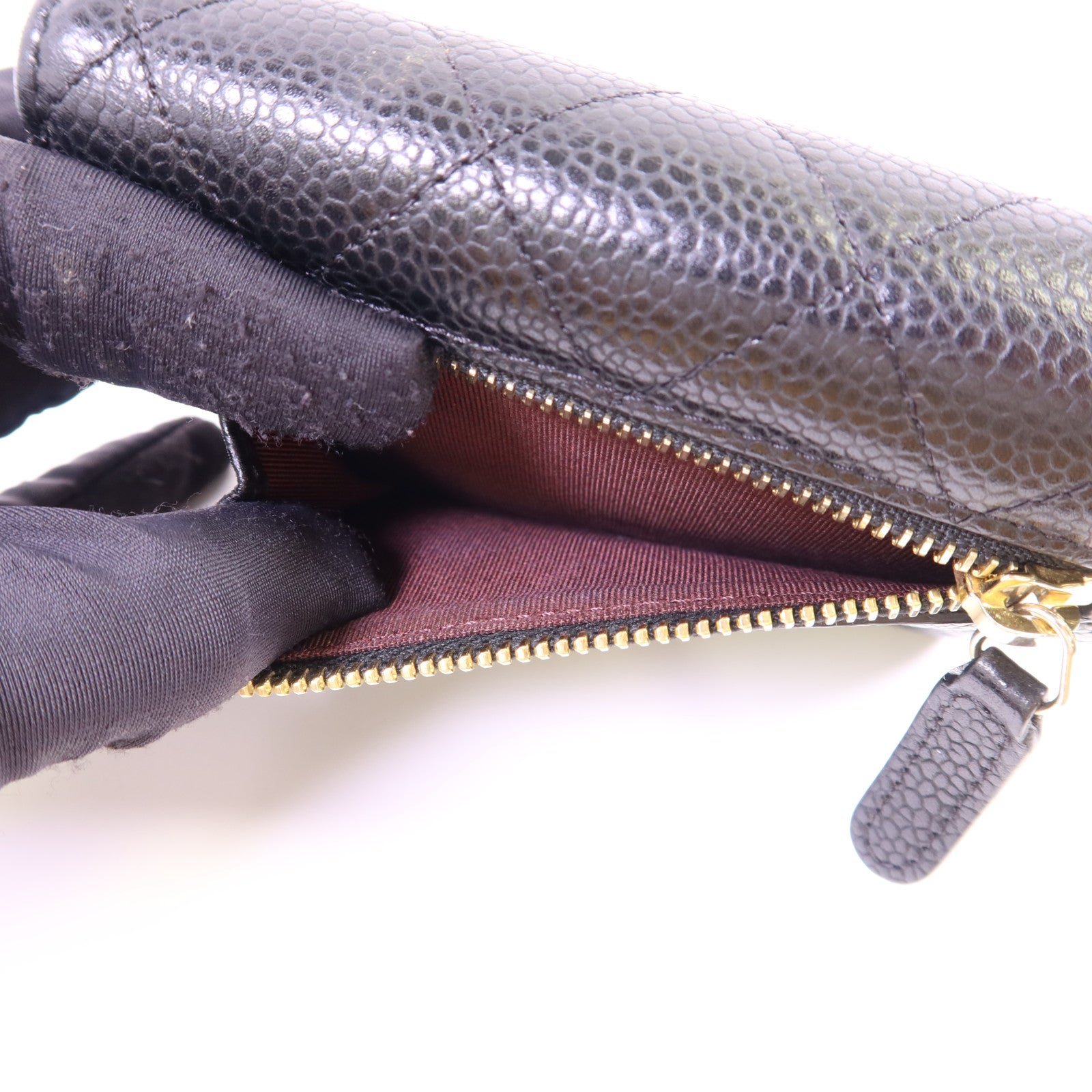 CHANEL 牛皮皮革Trifold Wallet金扣錢包