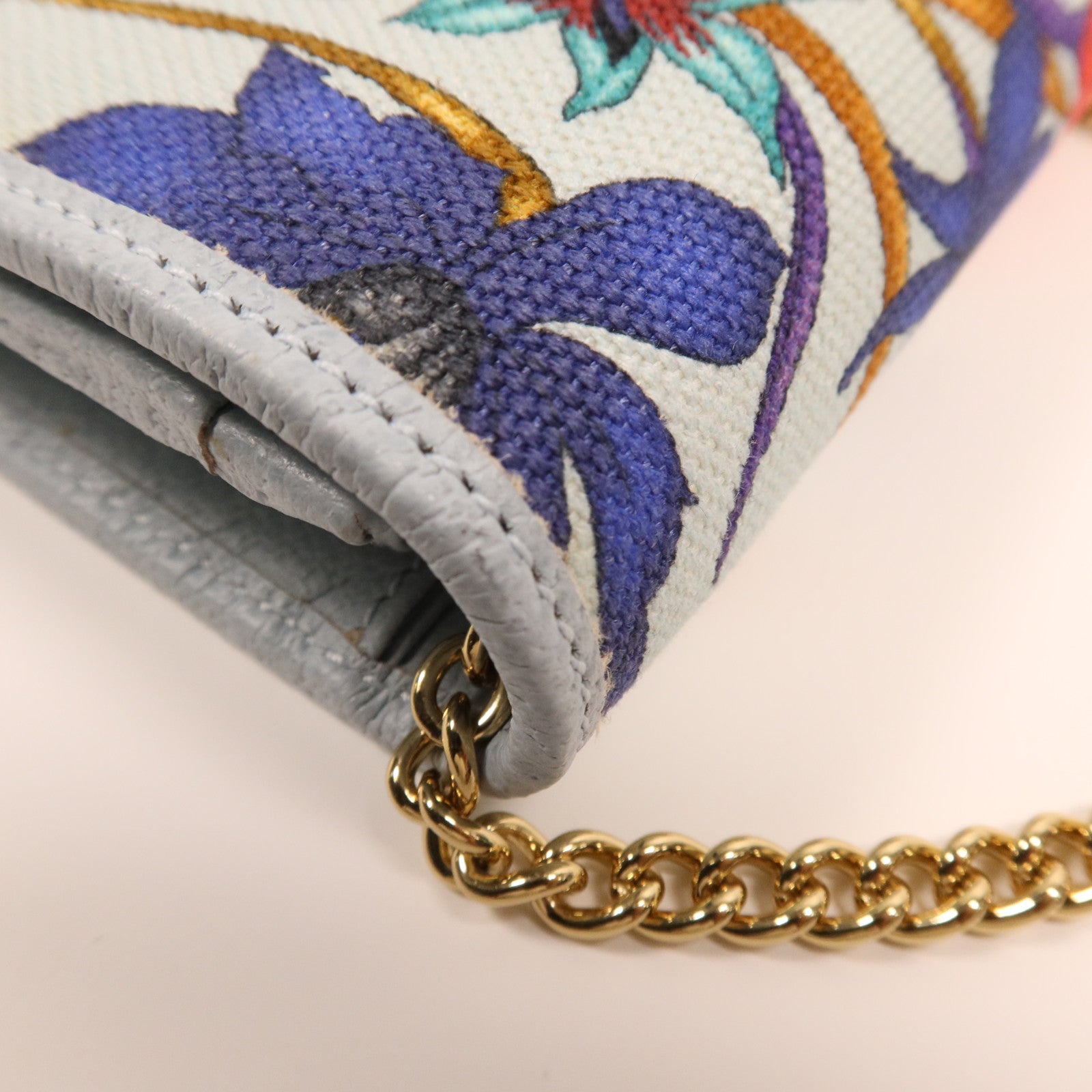 GUCCI 帆布Chain Shoulder Bag金扣鏈帶肩背袋