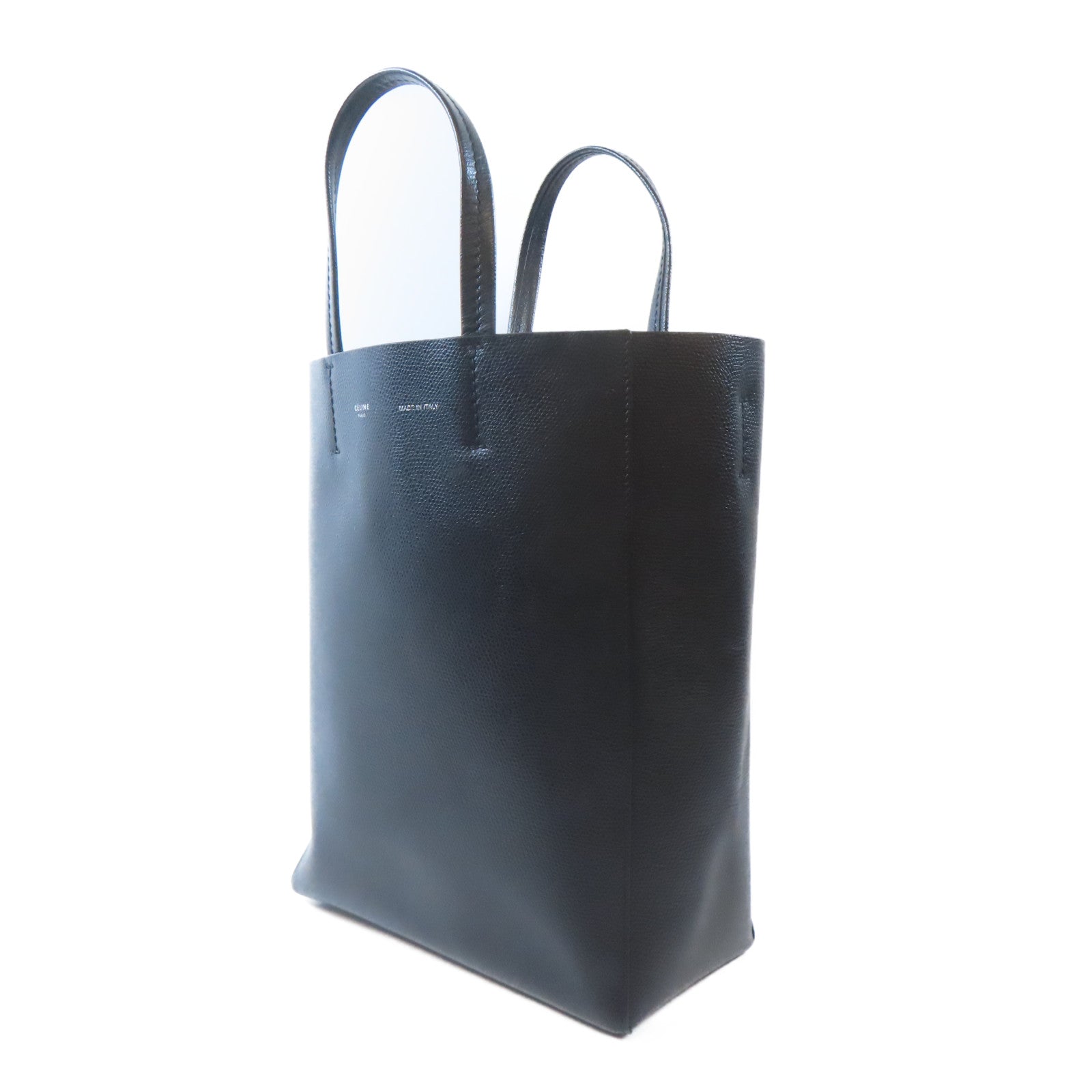 CELINE 牛皮皮革Handbag銀扣手挽袋黑色