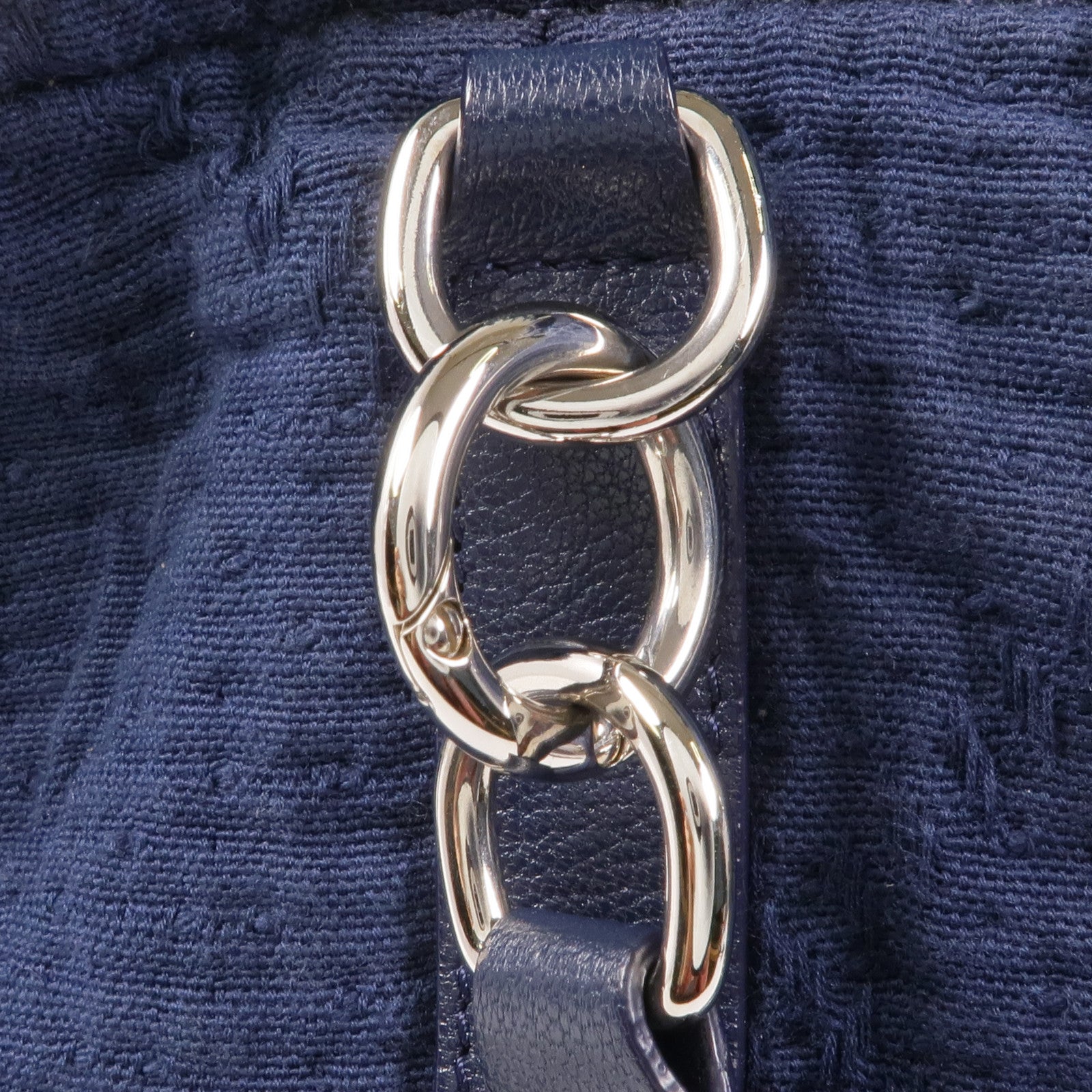 CHANEL 帆布Chain Shoulder銀扣鏈帶肩背袋