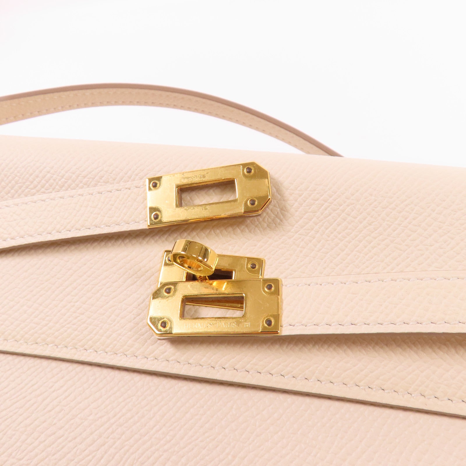 HERMES Epsom皮革Kelly To Go金扣肩背袋Craie