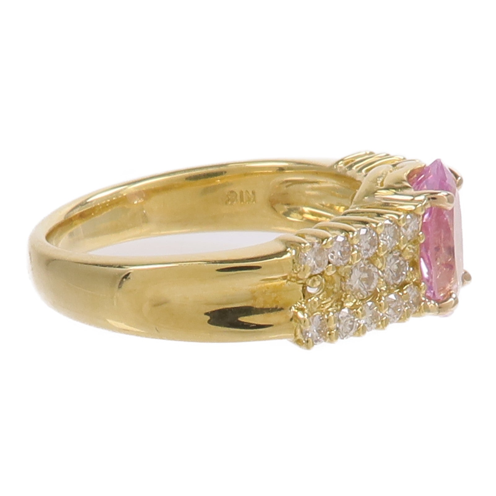 JEWELRY 18K黃金Pink Sapphire Diamond Ring粉紅色藍寶石/鑽石戒指