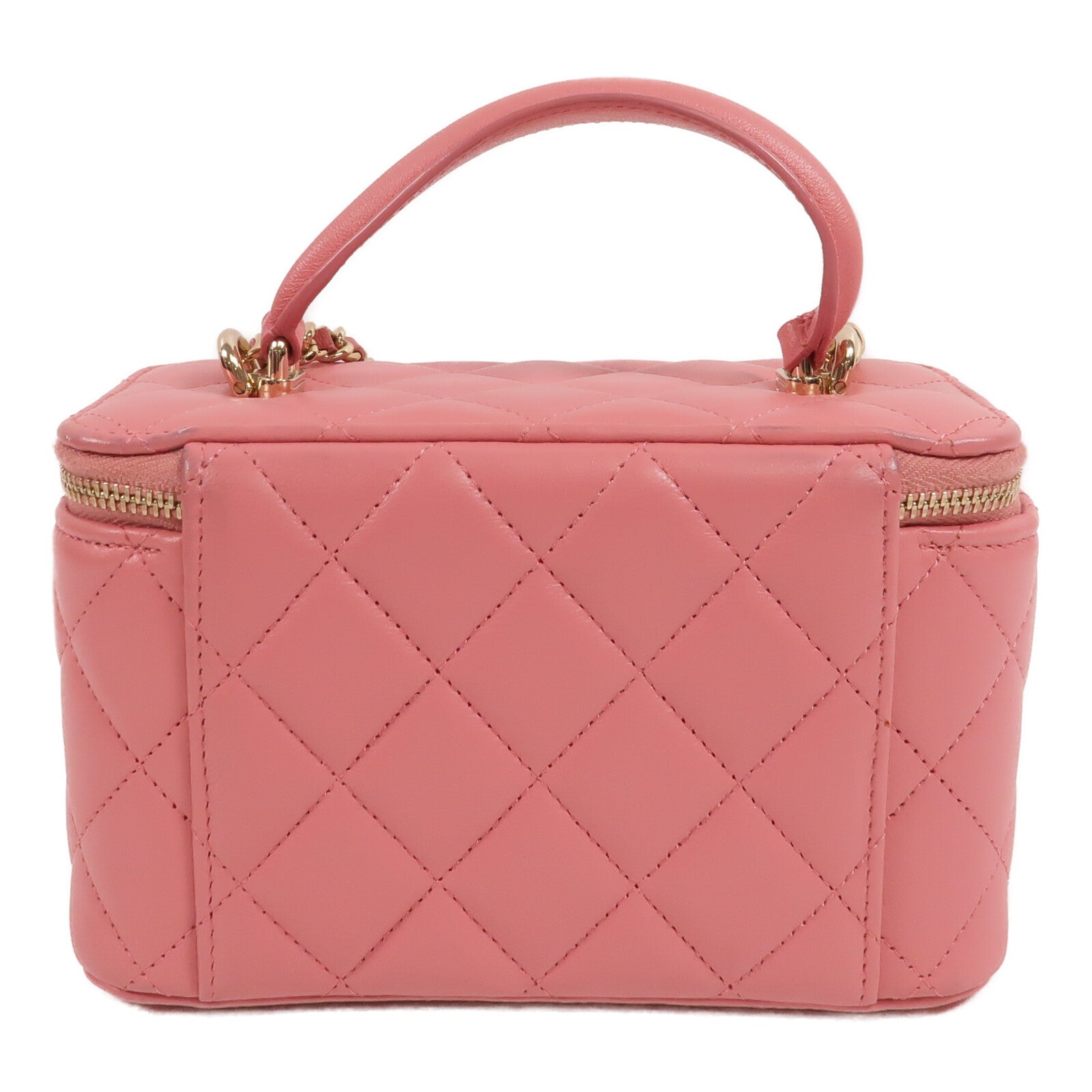 CHANEL 羊皮皮革Handle Vanity Case鏈帶手挽肩背兩用袋