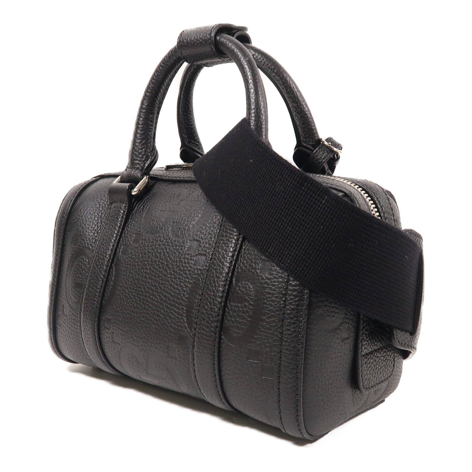 GUCCI GG SHW Jumbo GG 2 Way Shoulder Bag 725292 Calfskin Leather Black