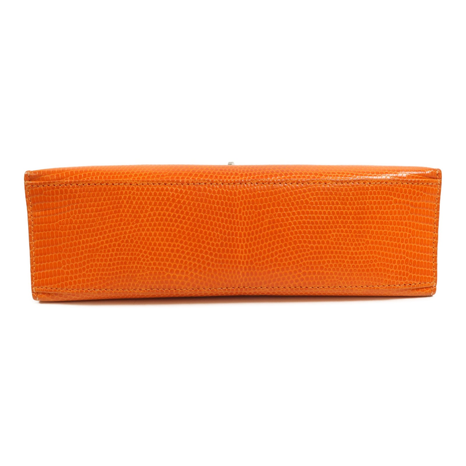 HERMES Lizard皮革Kelly Pochette手挽袋Feu Orange