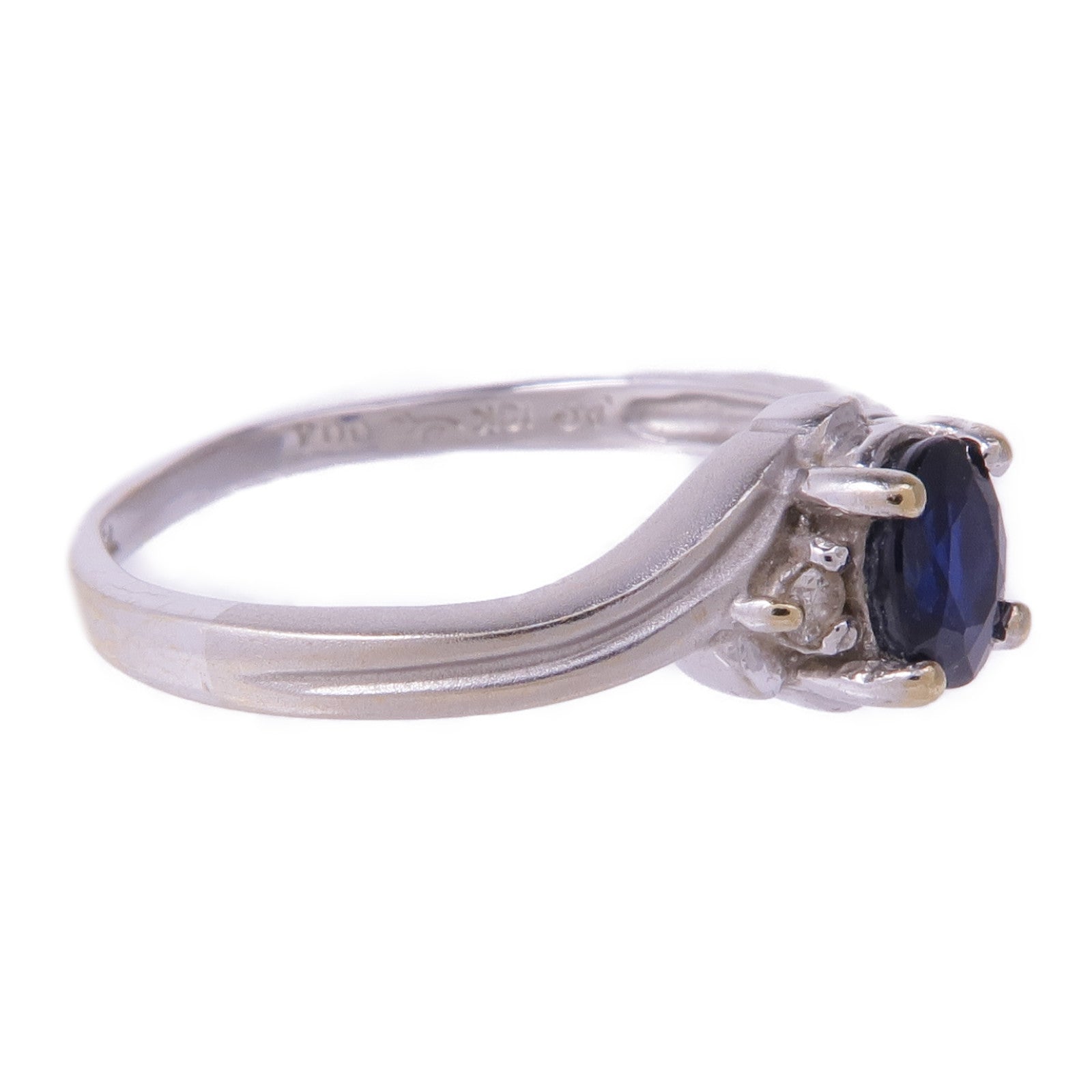JEWELRY 18K白金Sapphire Diamond Ring藍寶石/鑽石戒指US#6