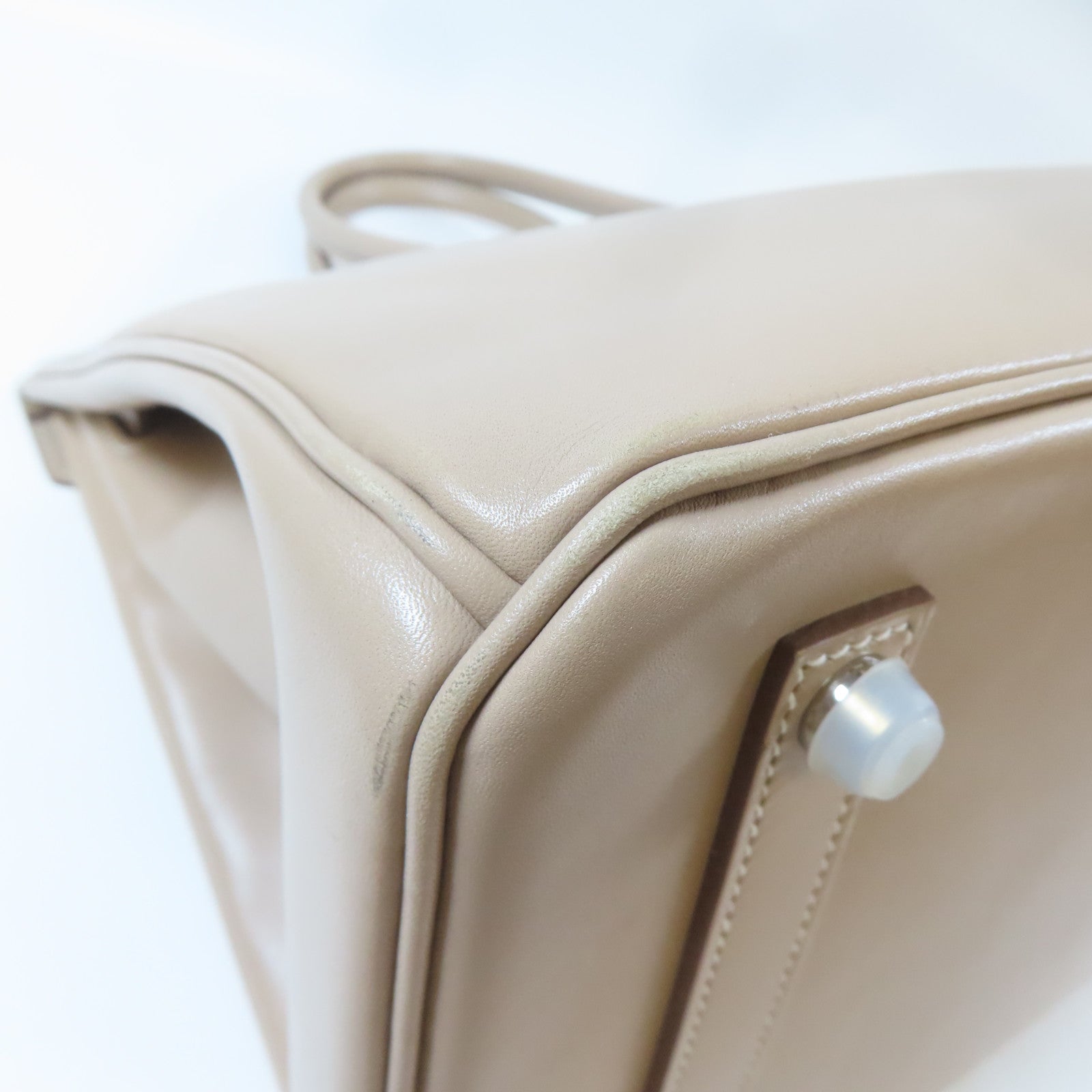 HERMES Swift皮革Birkin 35銀扣手挽袋米色