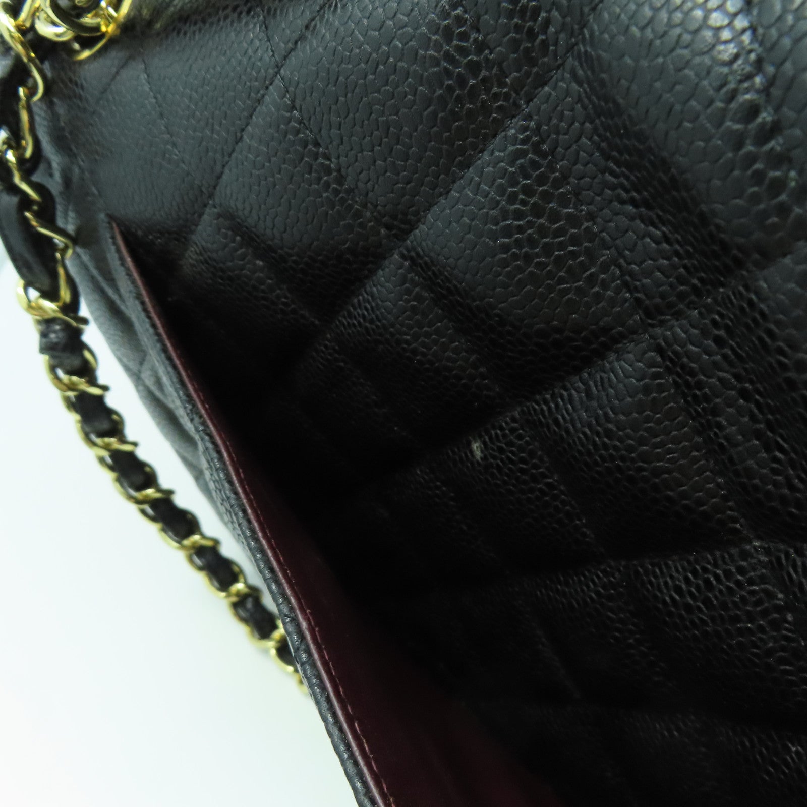 CHANEL 【激減優惠】菱格Caviar皮革Classicr金扣鏈帶肩背袋黑色