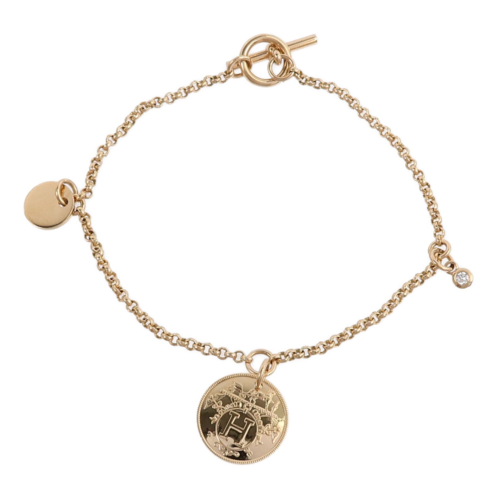 HERMES 18K玫瑰金Ex-Libris Bracelet鑽石手鏈