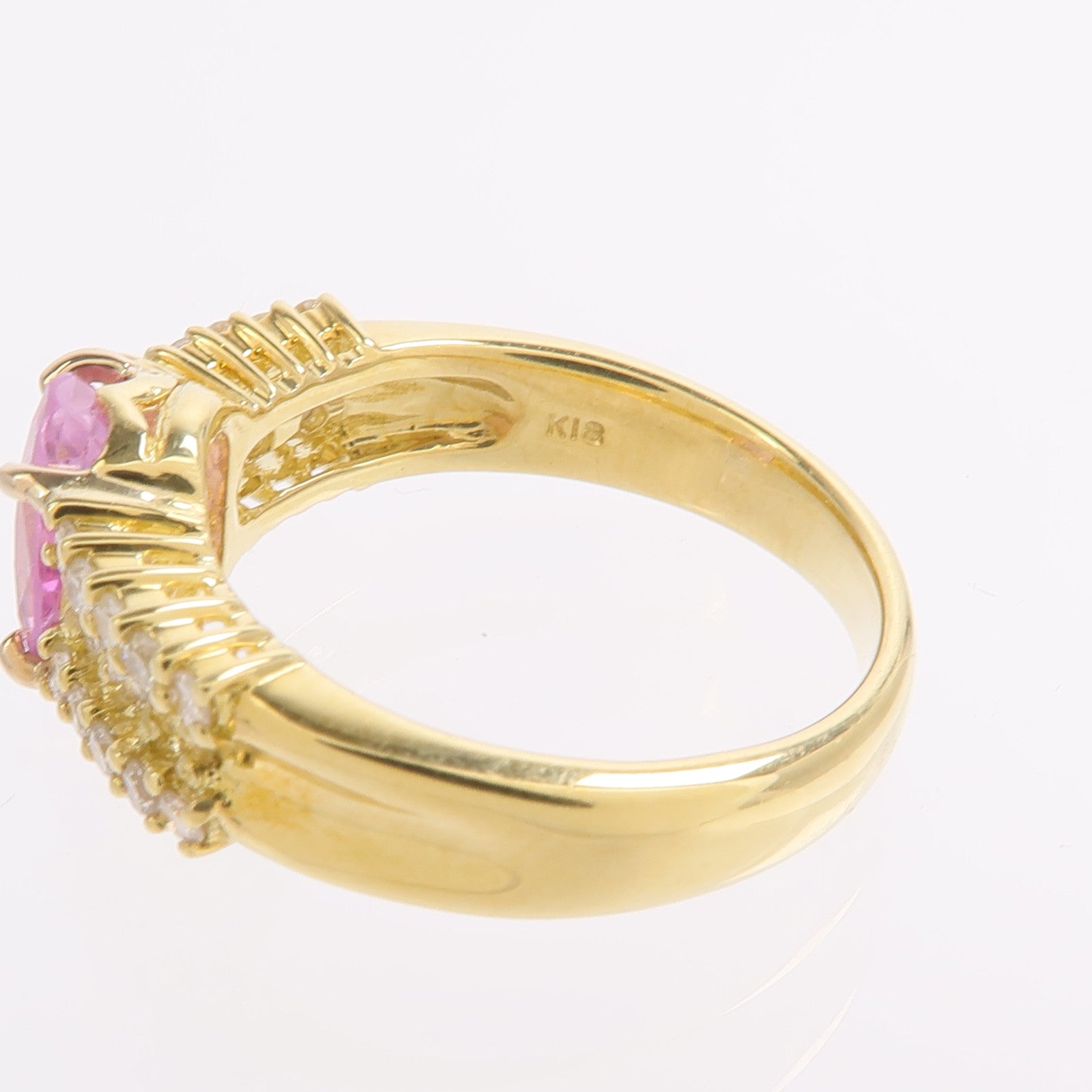 JEWELRY 18K黃金Pink Sapphire Diamond Ring粉紅色藍寶石/鑽石戒指