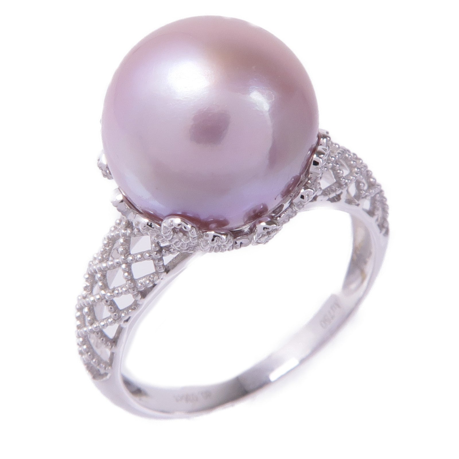 JEWELRY 18K白金Pearl Diamond Ring珍珠/鑽石戒指US#6.75