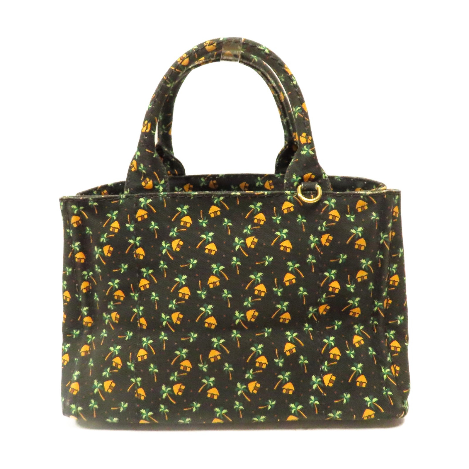 PRADA 【激減優惠】牛仔布Canapa Tote Bag金扣手挽肩背兩用袋黑色