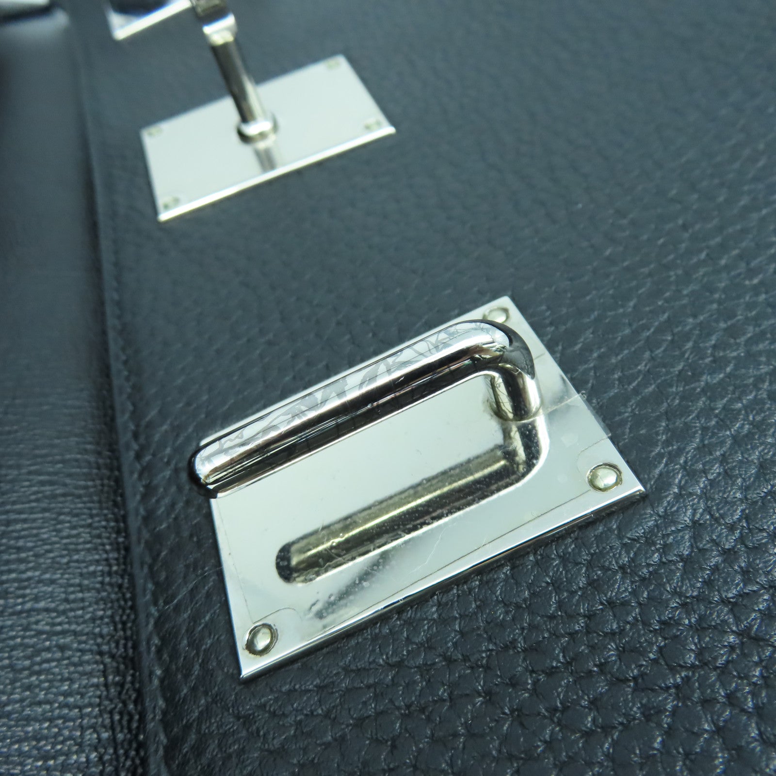 HERMES Clemence皮革Jypsiere 31銀扣肩背袋Noir黑色