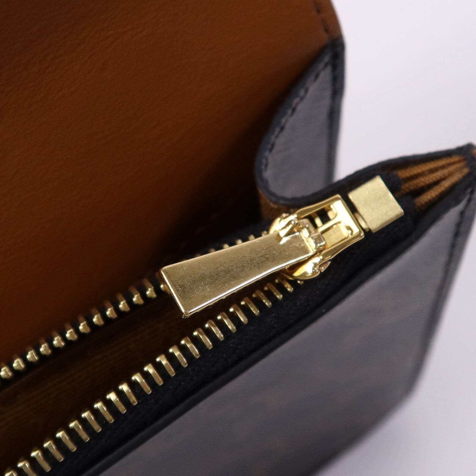 CELINE 塗層帆布/牛皮皮革Triomphe Wallet On Strap金扣肩背袋