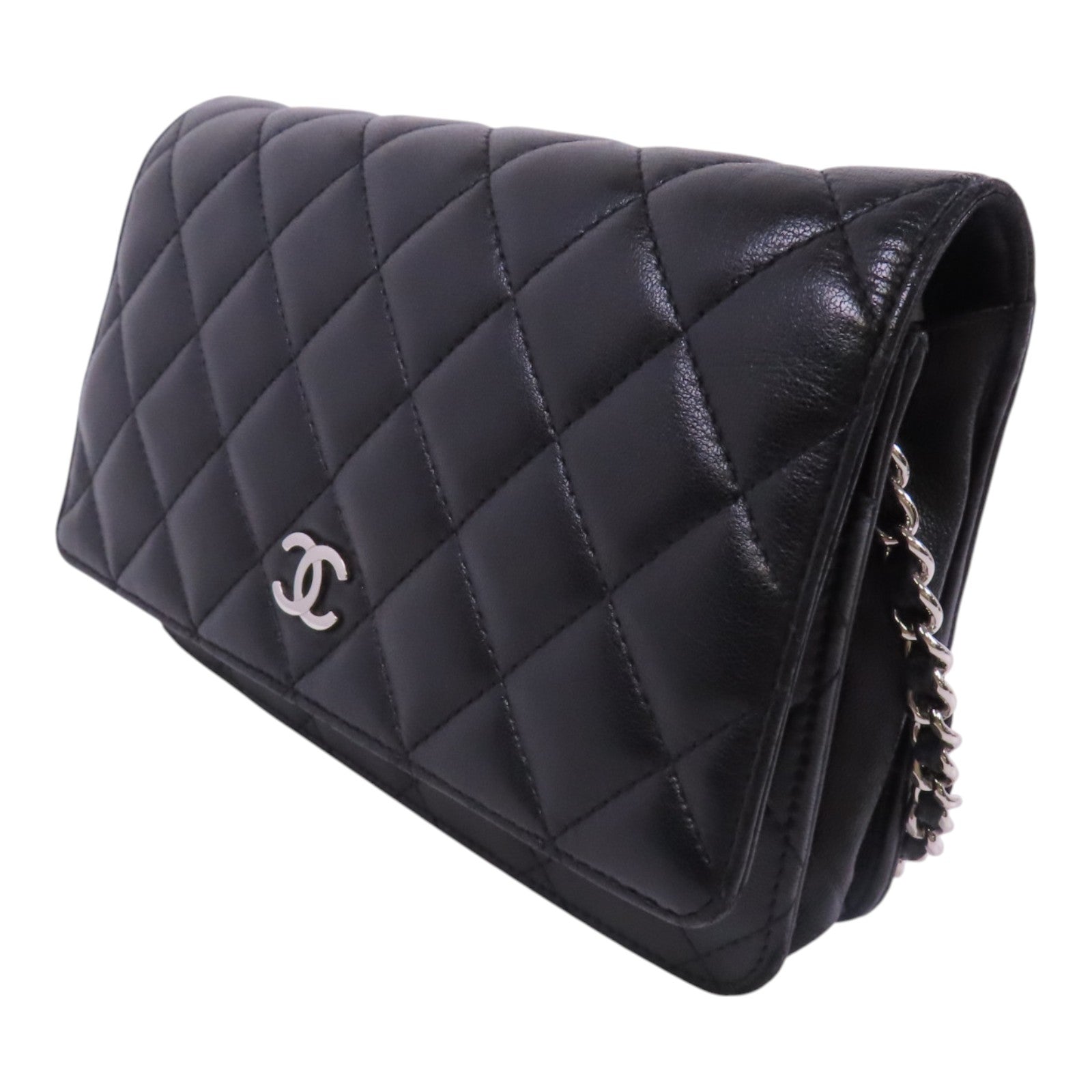 CHANEL 羊皮皮革WOC銀扣鏈帶肩背袋