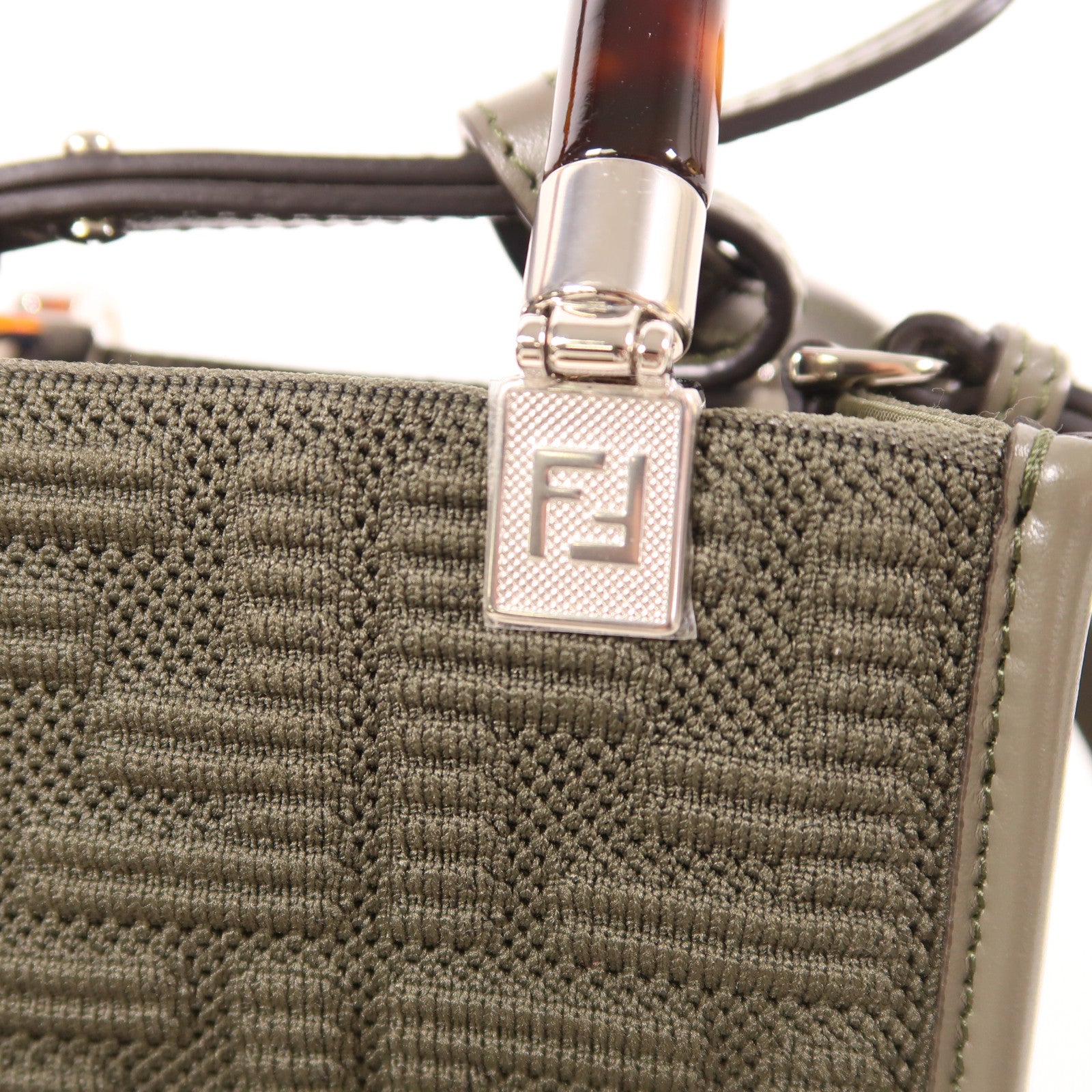 FENDI 針織布料Sunshin銀扣手挽肩背兩用袋