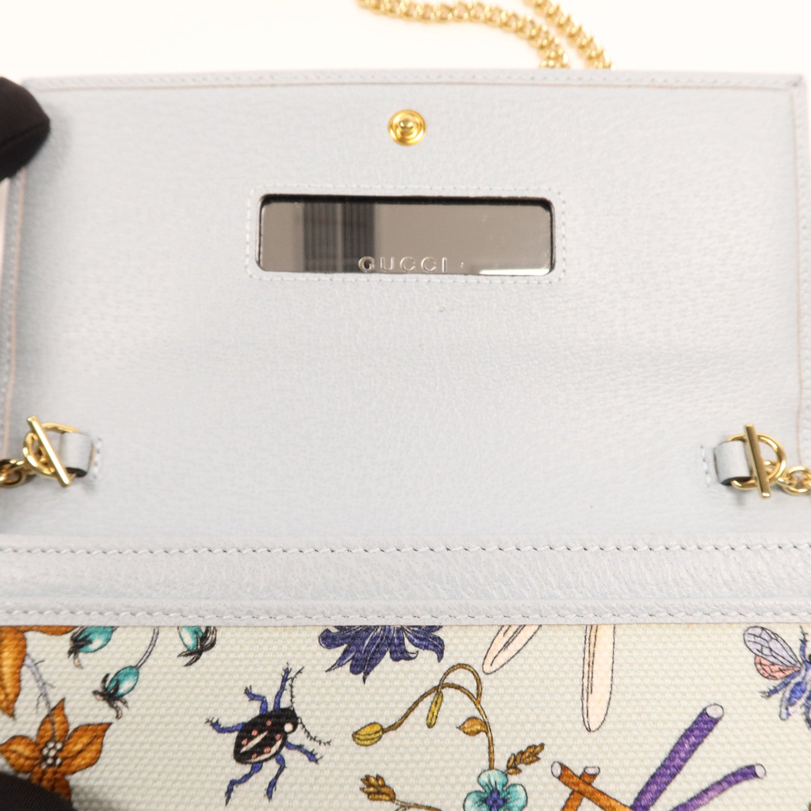 GUCCI 帆布Chain Shoulder Bag金扣鏈帶肩背袋