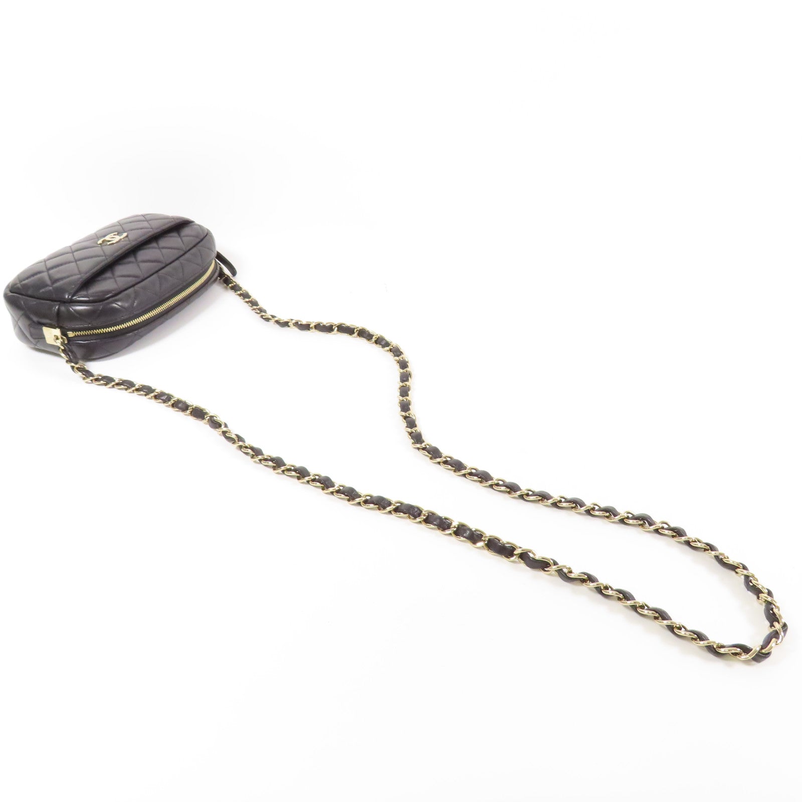 CHANEL 羊皮皮革Chain Shoulder金扣鏈帶肩背袋