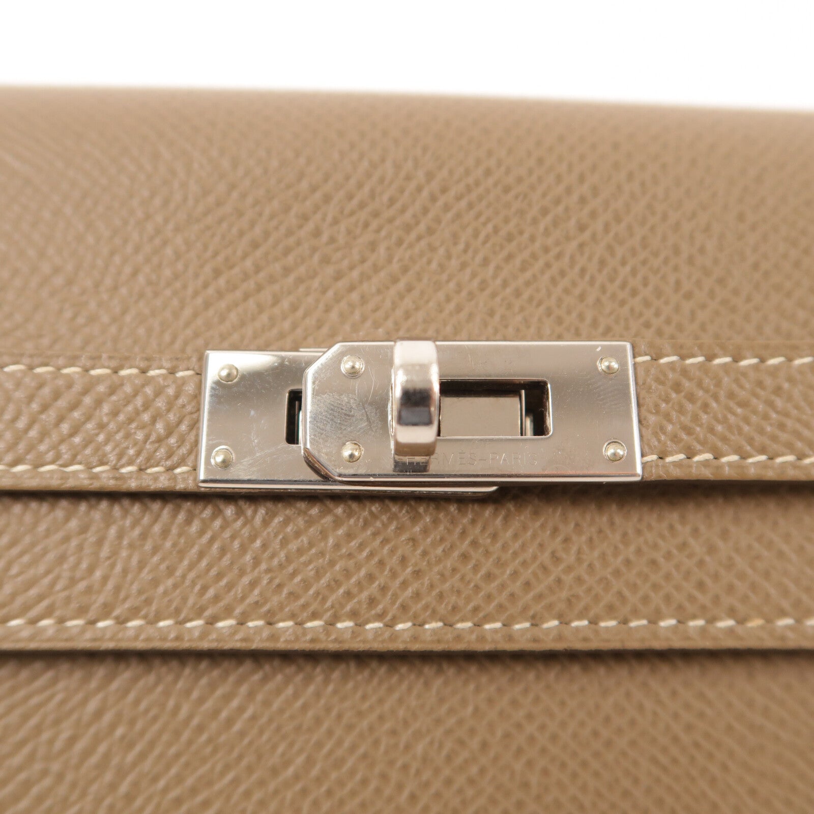 HERMES Epsom皮革Kelly Long Wallet長錢包Etoupe
