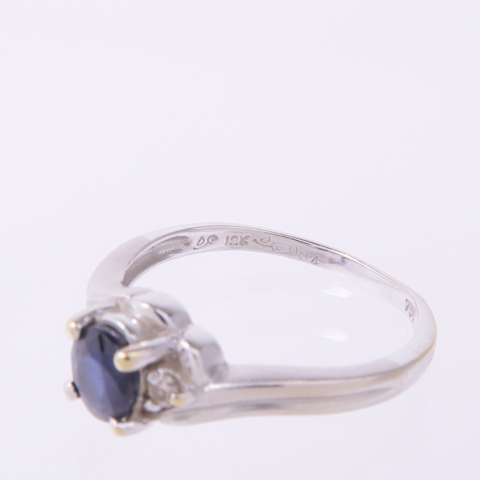 JEWELRY 18K白金Sapphire Diamond Ring藍寶石/鑽石戒指US#6