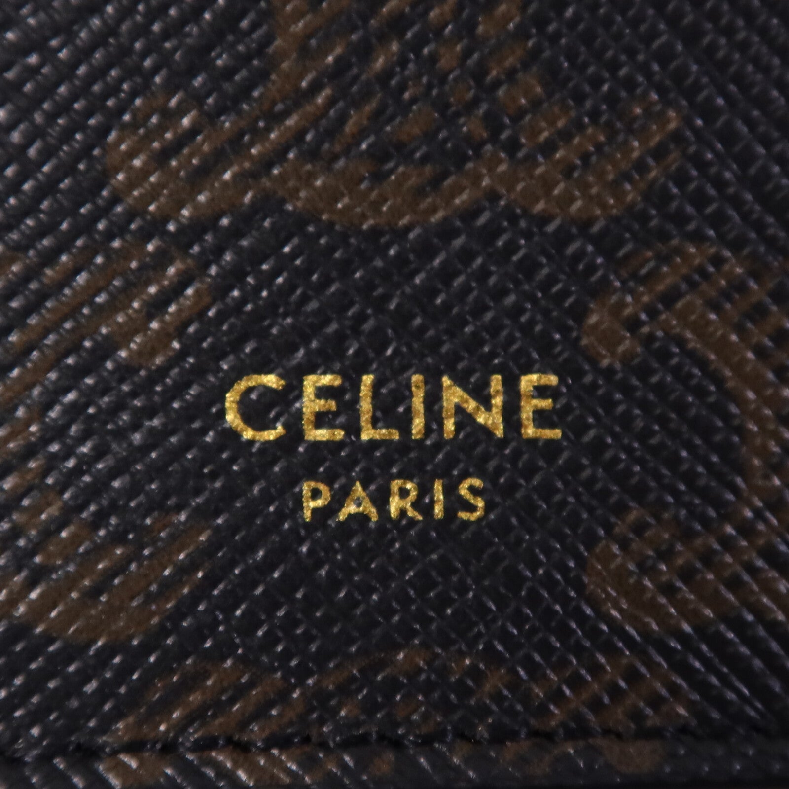 CELINE 塗層帆布/牛皮皮革Triomphe Wallet On Strap金扣肩背袋