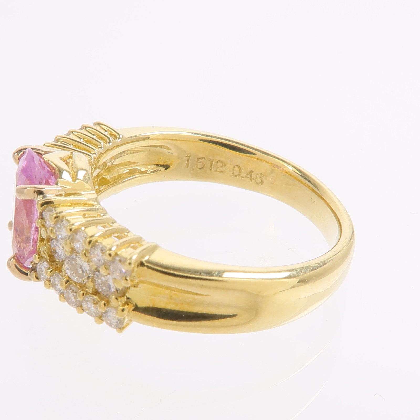 JEWELRY 18K黃金Pink Sapphire Diamond Ring粉紅色藍寶石/鑽石戒指