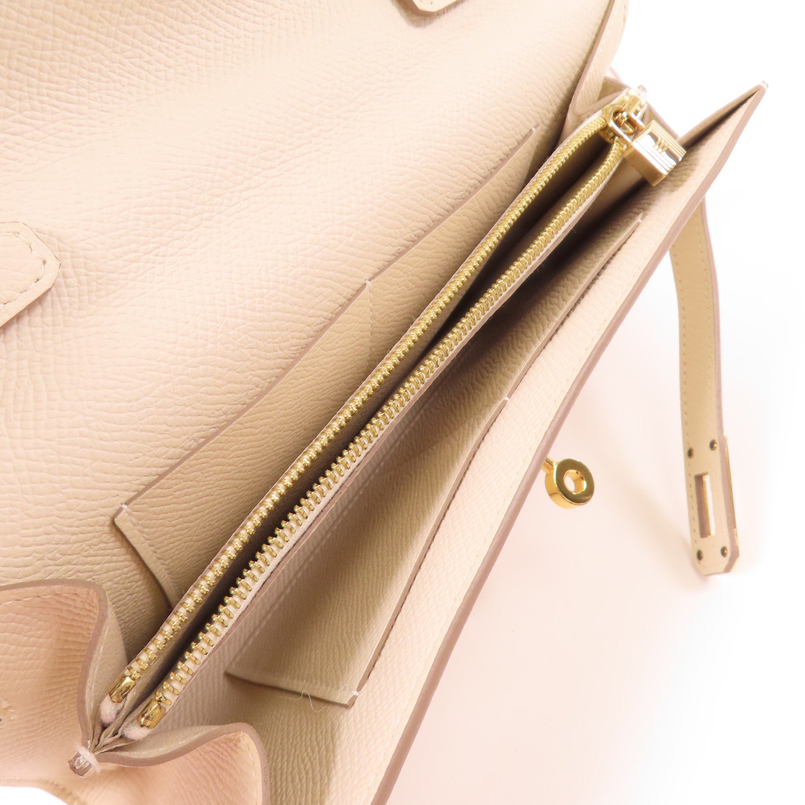 HERMES Epsom皮革Kelly To Go金扣肩背袋Craie