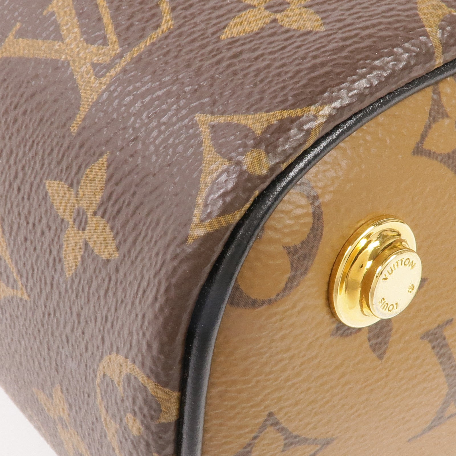 LOUIS VUITTON Monogram/Monogram Reverse Vanity PM金扣手挽肩背兩用袋棕色