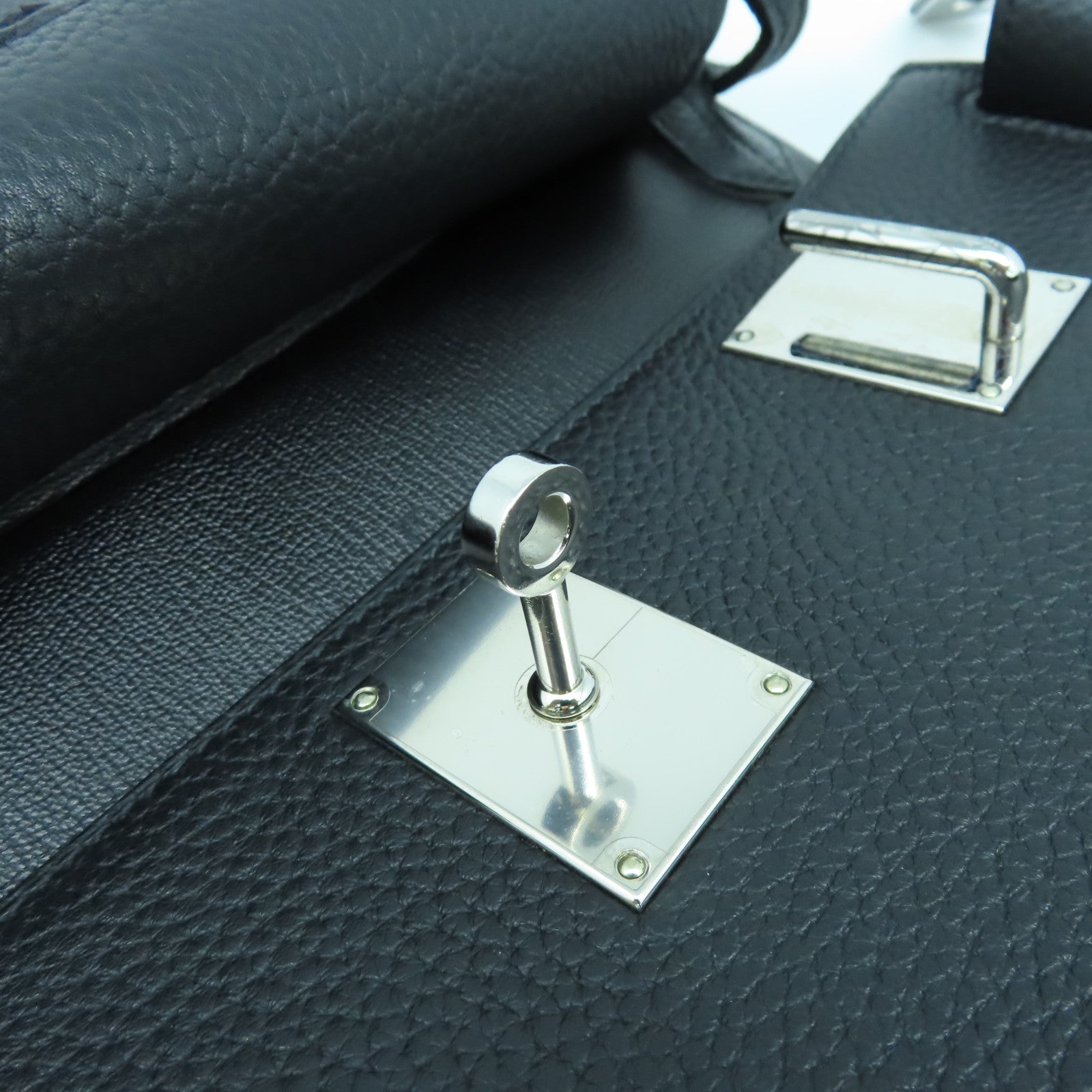 HERMES Clemence皮革Jypsiere 31銀扣肩背袋Noir黑色