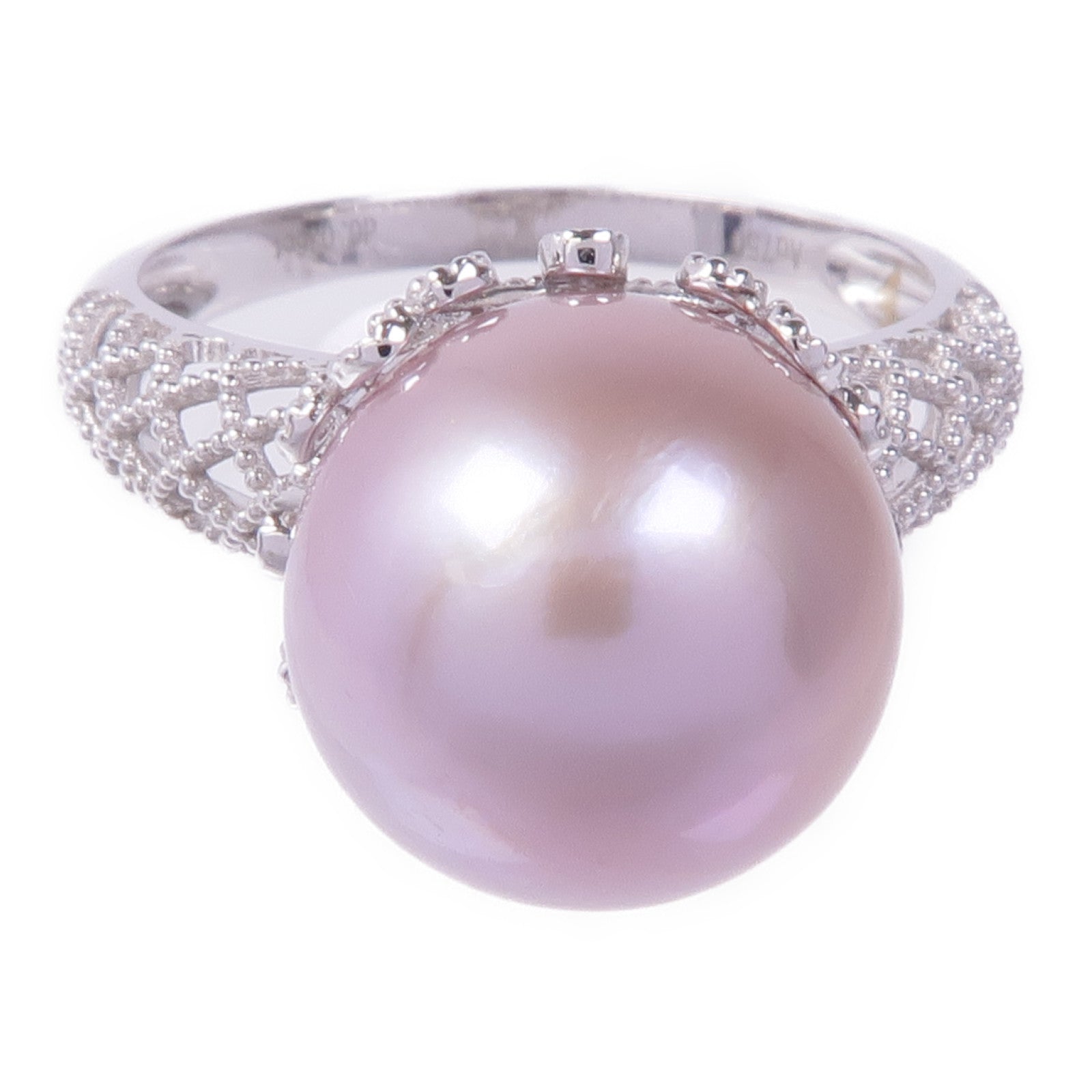 JEWELRY 【激減優惠】18K白金Pearl Diamond Ring珍珠/鑽石戒指US#6.75