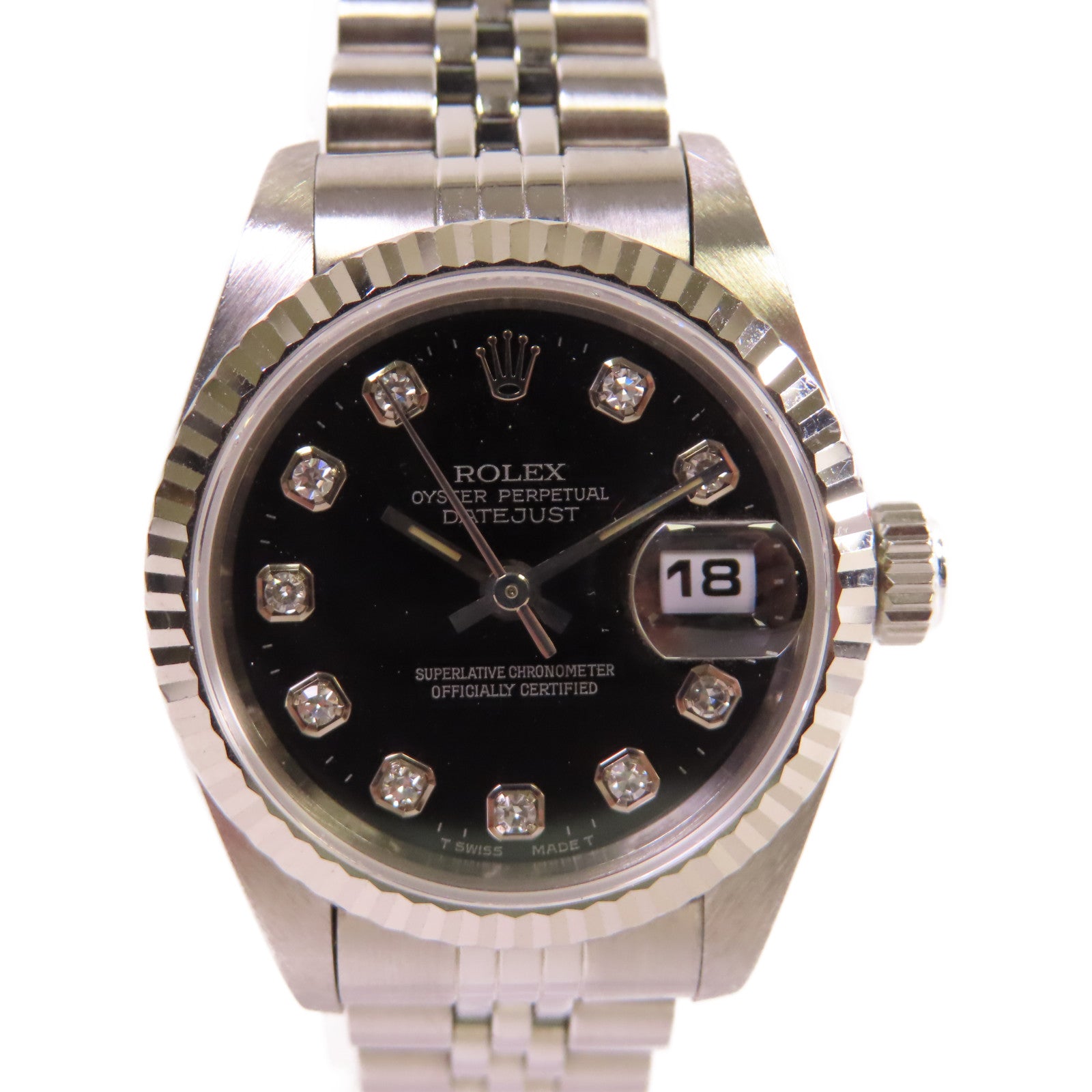 ROLEX Datejust 26mm Watch鑽石/不鏽鋼自動機芯手錶黑色