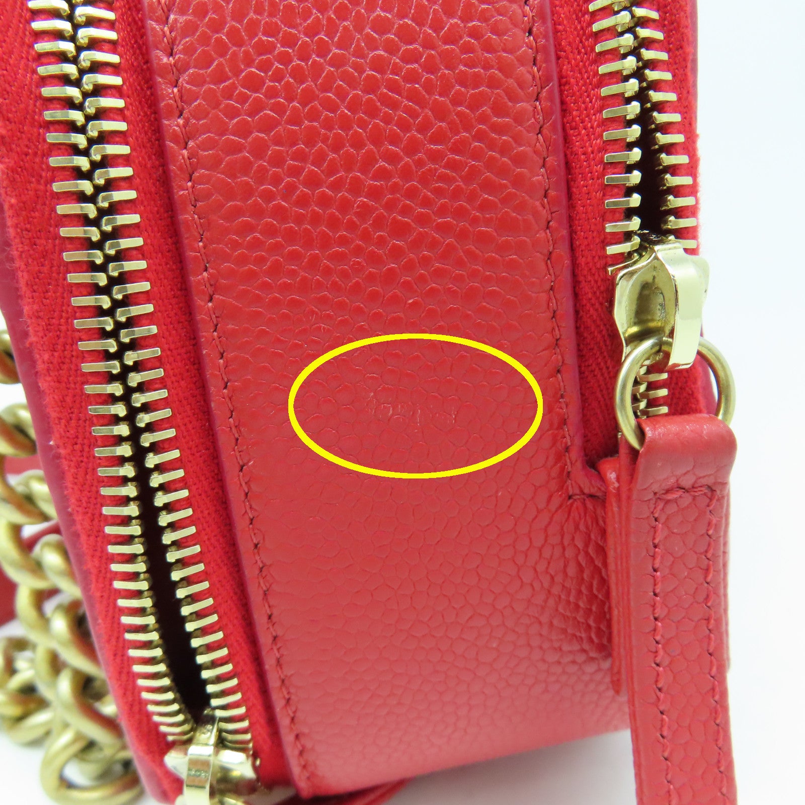 CHANEL 【激減優惠】菱格Caviar皮革Chain Shoulder金扣鏈帶肩背袋紅色