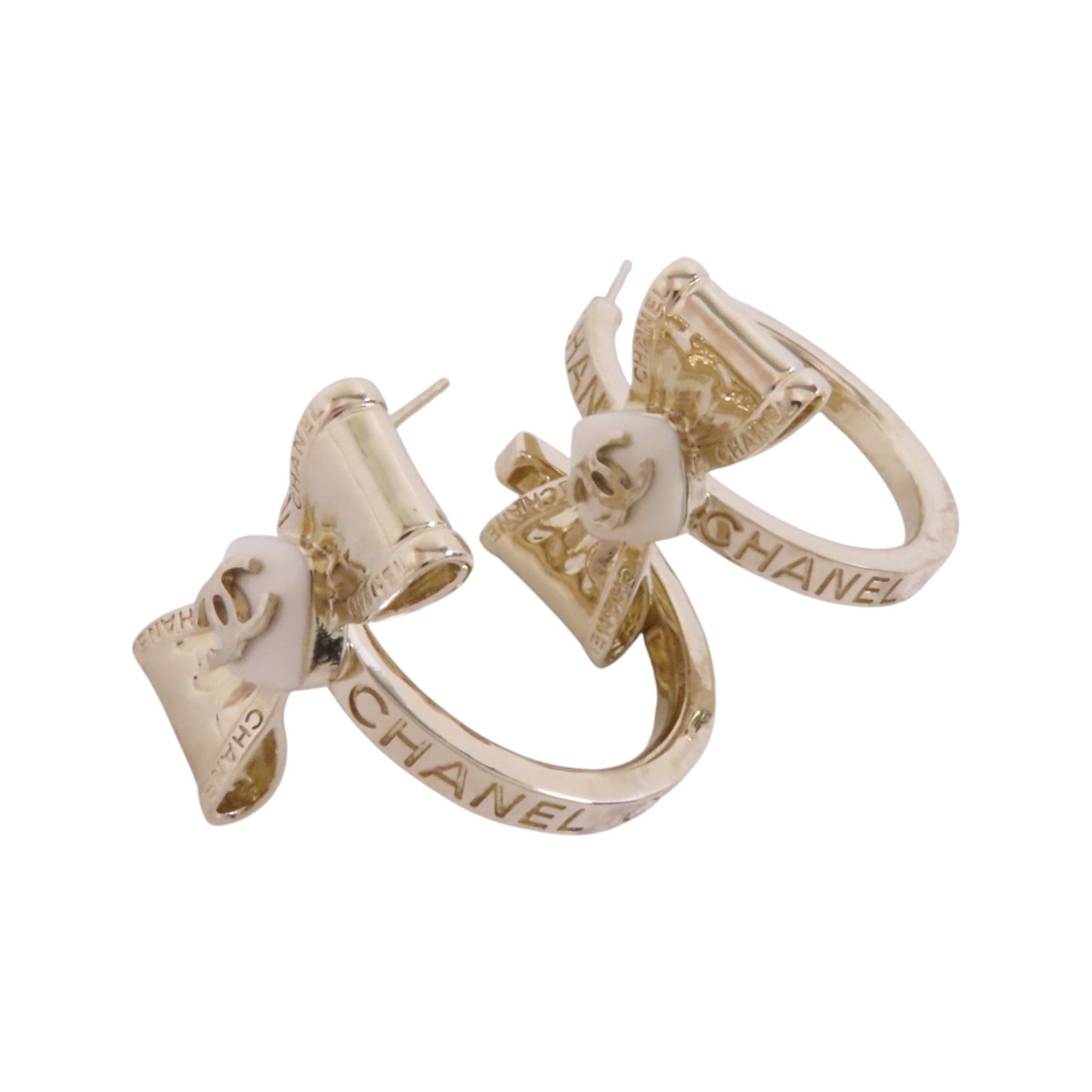 CHANEL 金屬/PVC Earrings金扣耳環