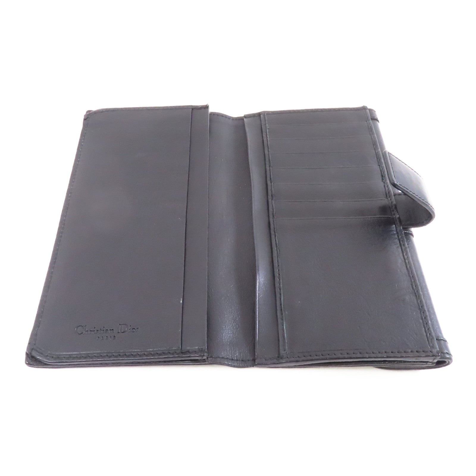 Dior 牛皮皮革Long Wallet銀扣長錢包黑色