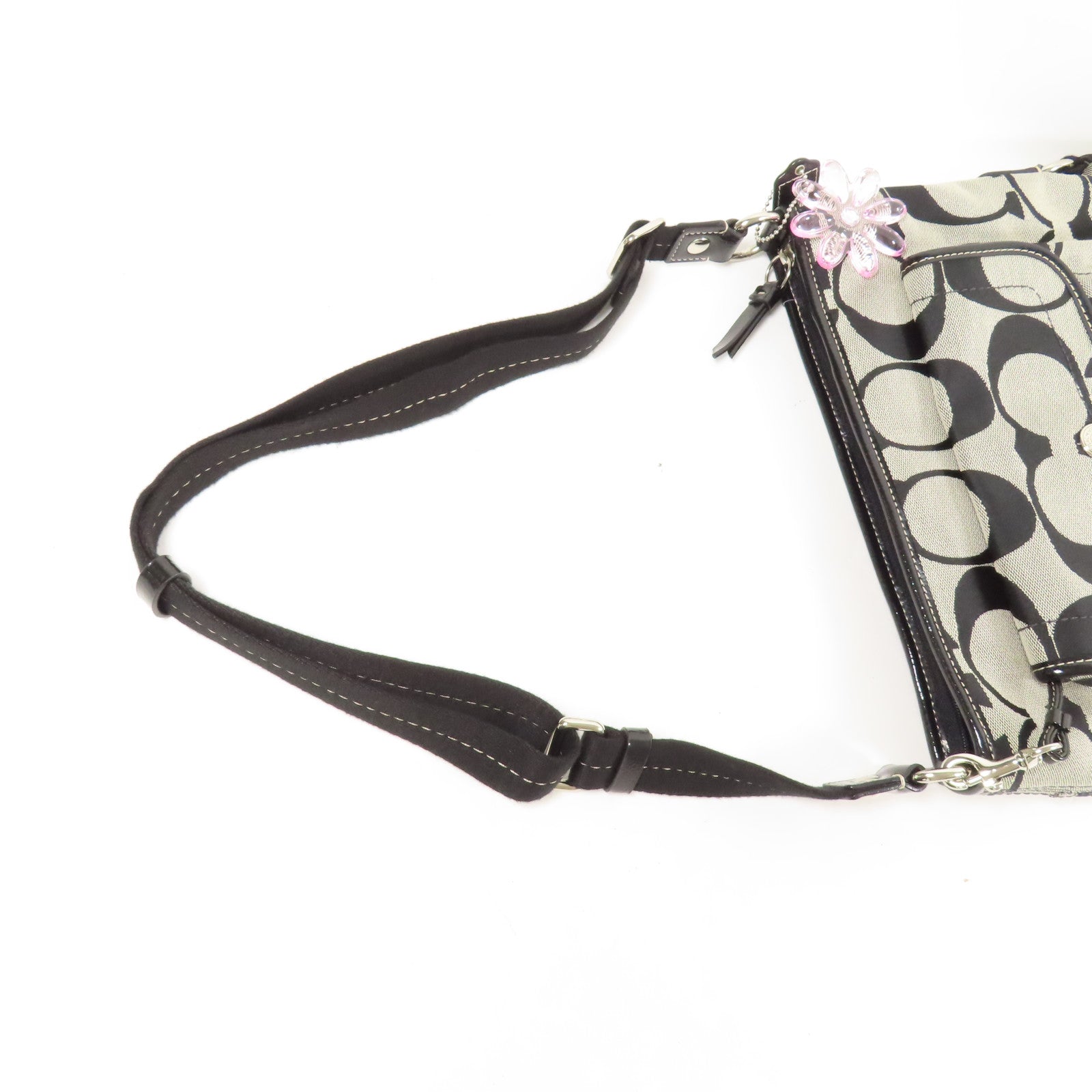 COACH 帆布Shoulder Bag銀扣肩背袋