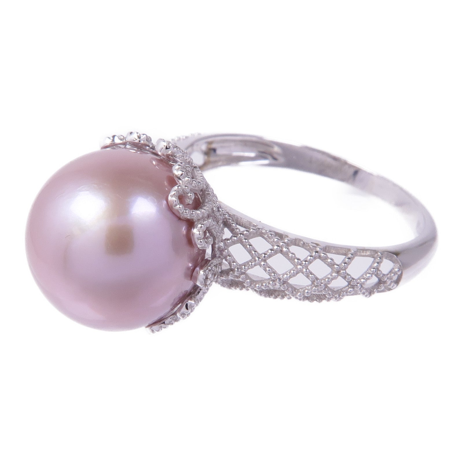 JEWELRY 【激減優惠】18K白金Pearl Diamond Ring珍珠/鑽石戒指US#6.75