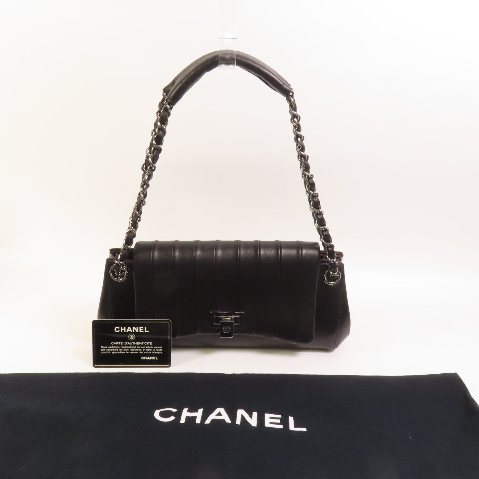 CHANEL 羊皮皮革Shoulder Bag銀扣鏈帶肩背袋