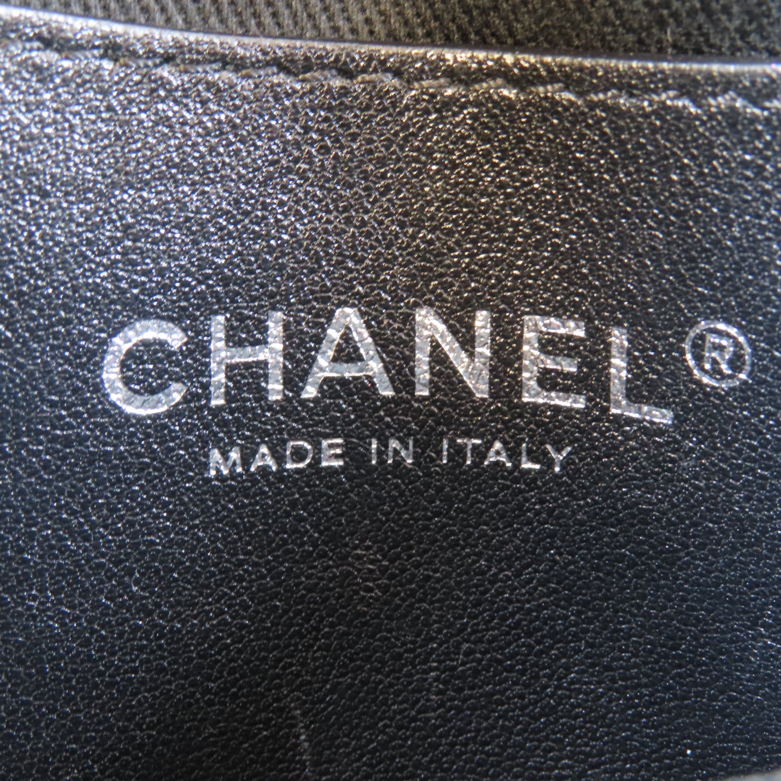 CHANEL 菱格牛皮皮革Chain Shoulder Bag銀扣鏈帶肩背袋黑色