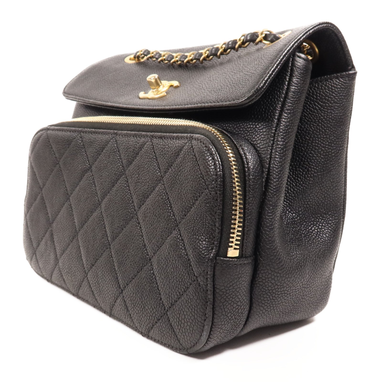 CHANEL 【激減優惠】牛皮皮革Chain Shoulder金扣鏈帶肩背袋
