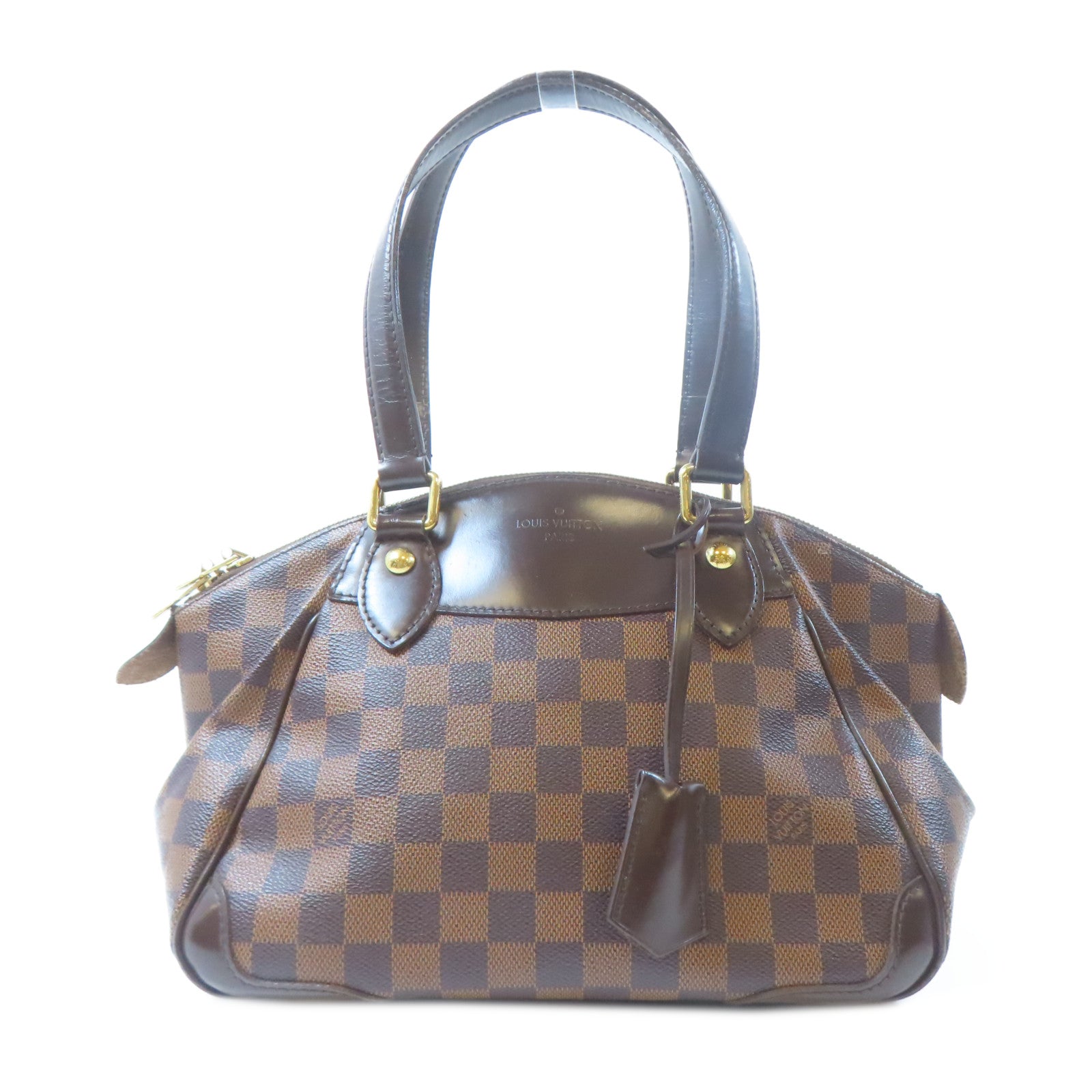 LOUIS VUITTON 【激減優惠】Damier Ebene Verona PM金扣手挽袋啡色