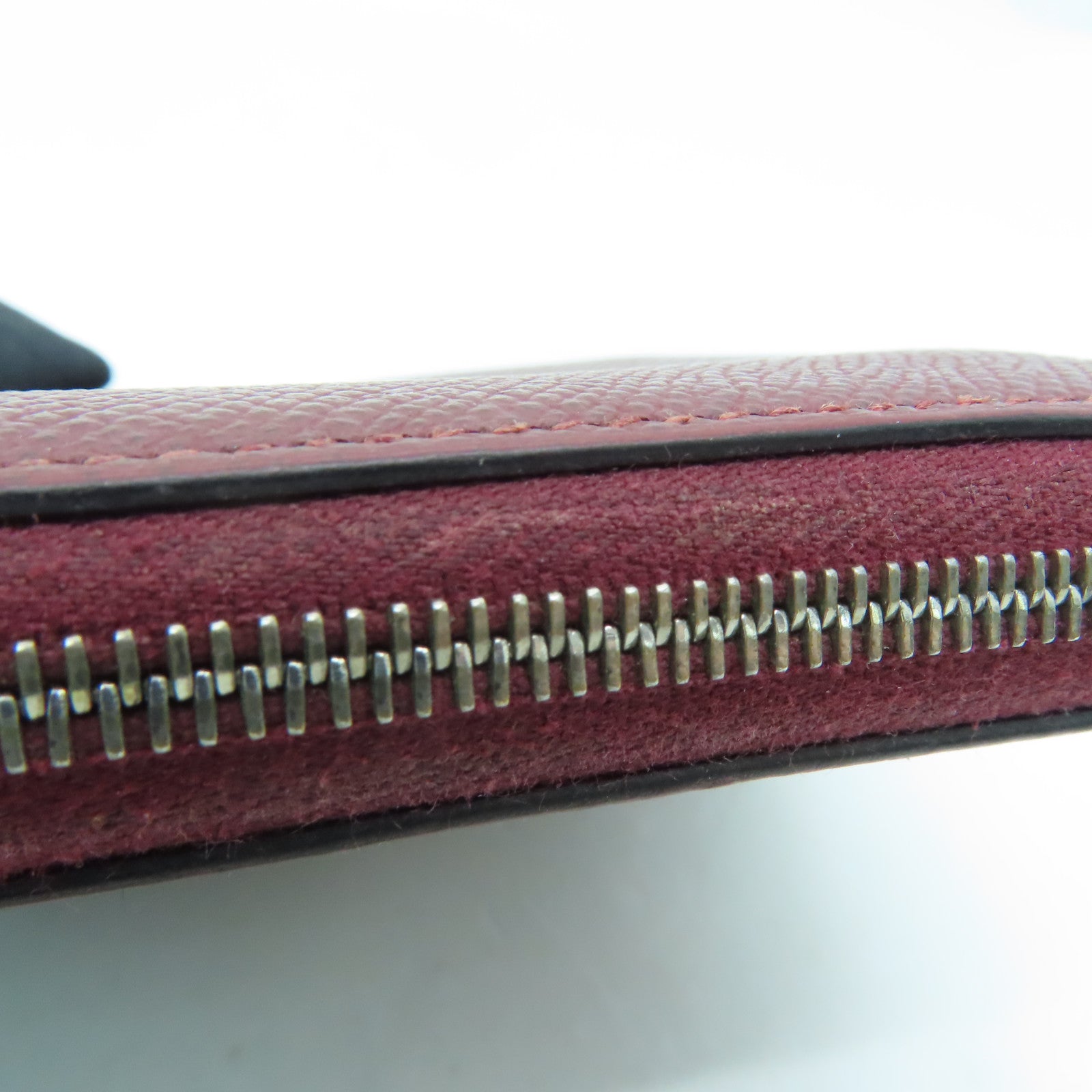 HERMES Epsom leather Silk in compact silver buckle coin purse maroon