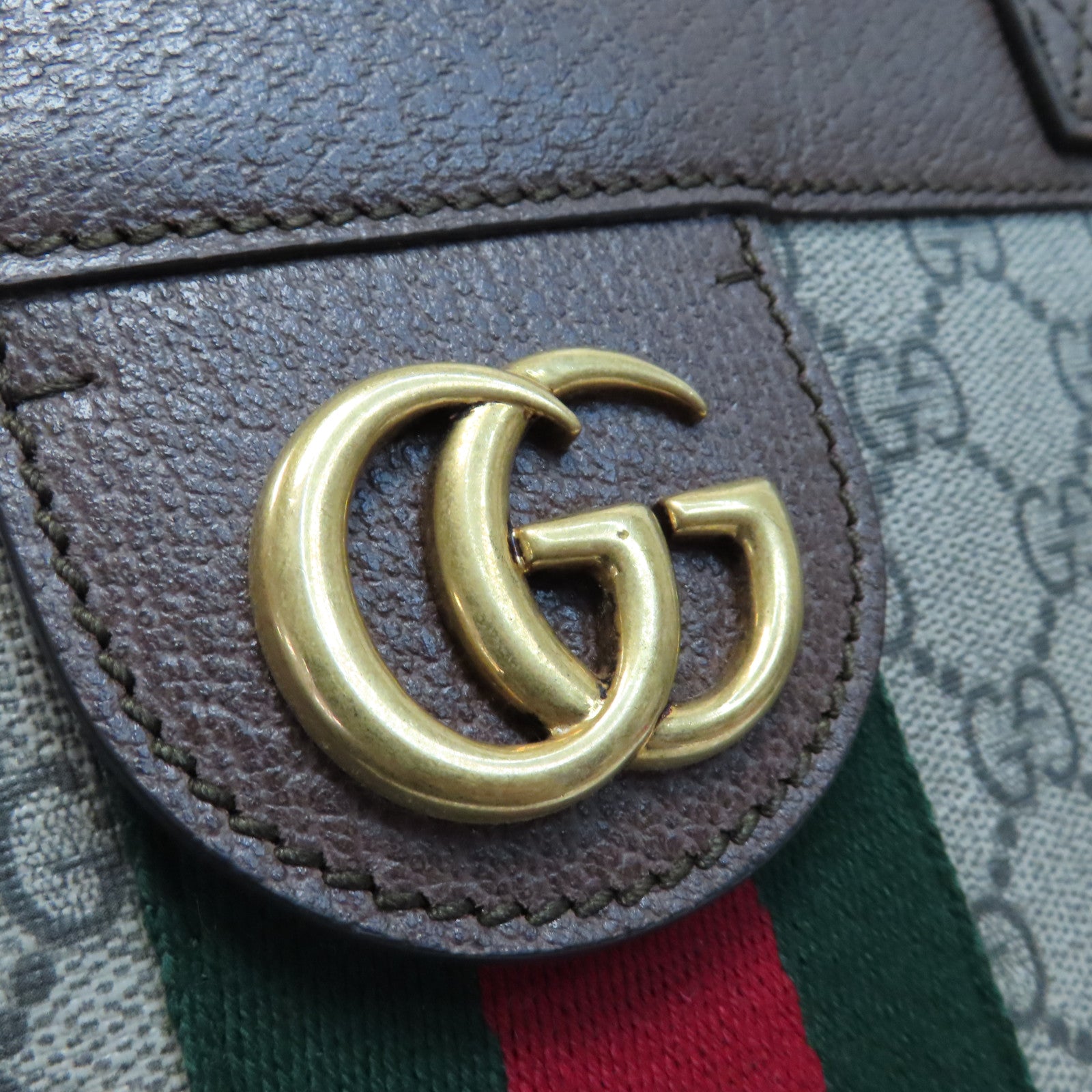 GUCCI 塗層帆布Tote Bag金釦手挽袋啡色